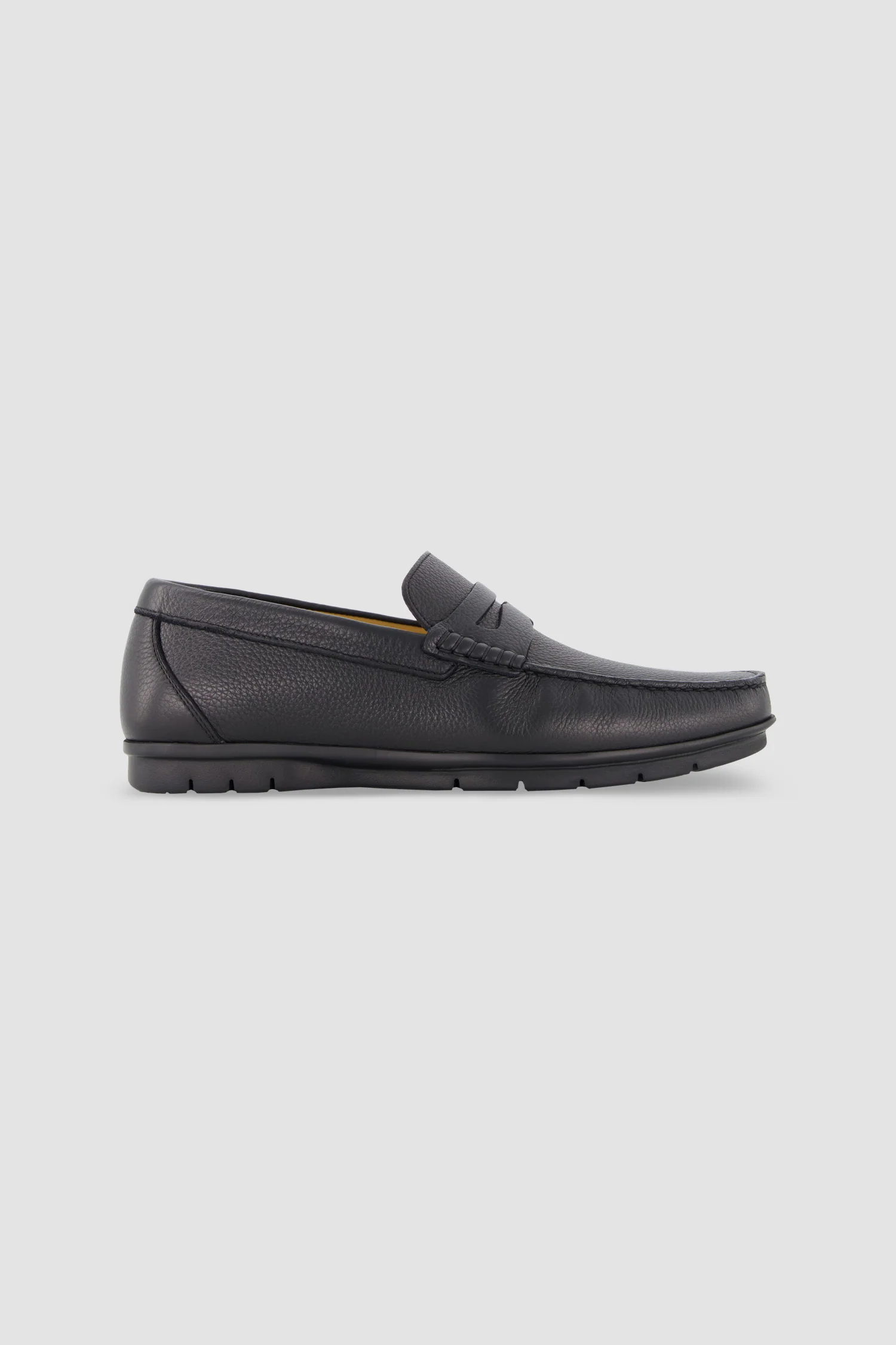Testoni Black Hemp Grain Calf Gargano Moccasins
