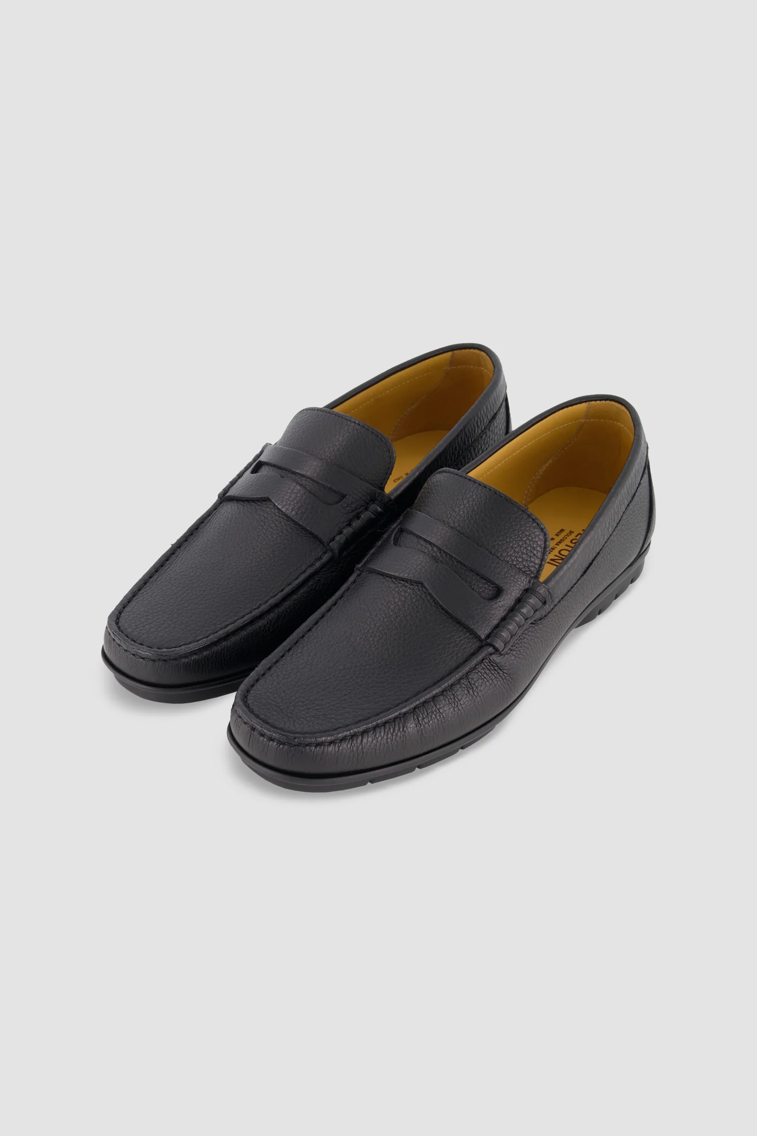 Testoni Black Hemp Grain Calf Gargano Moccasins - Image 2