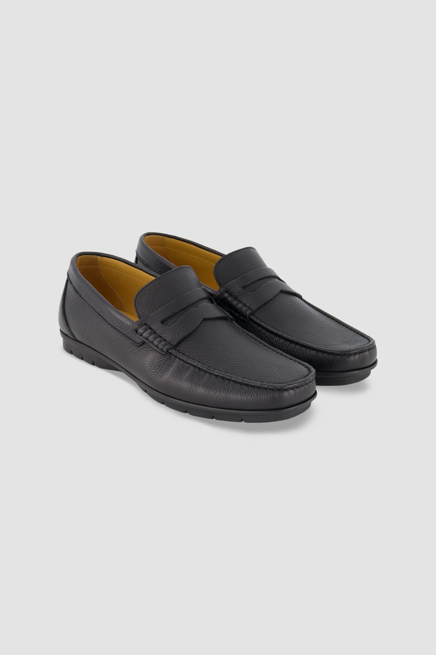 Testoni Black Hemp Grain Calf Gargano Moccasins - Image 5