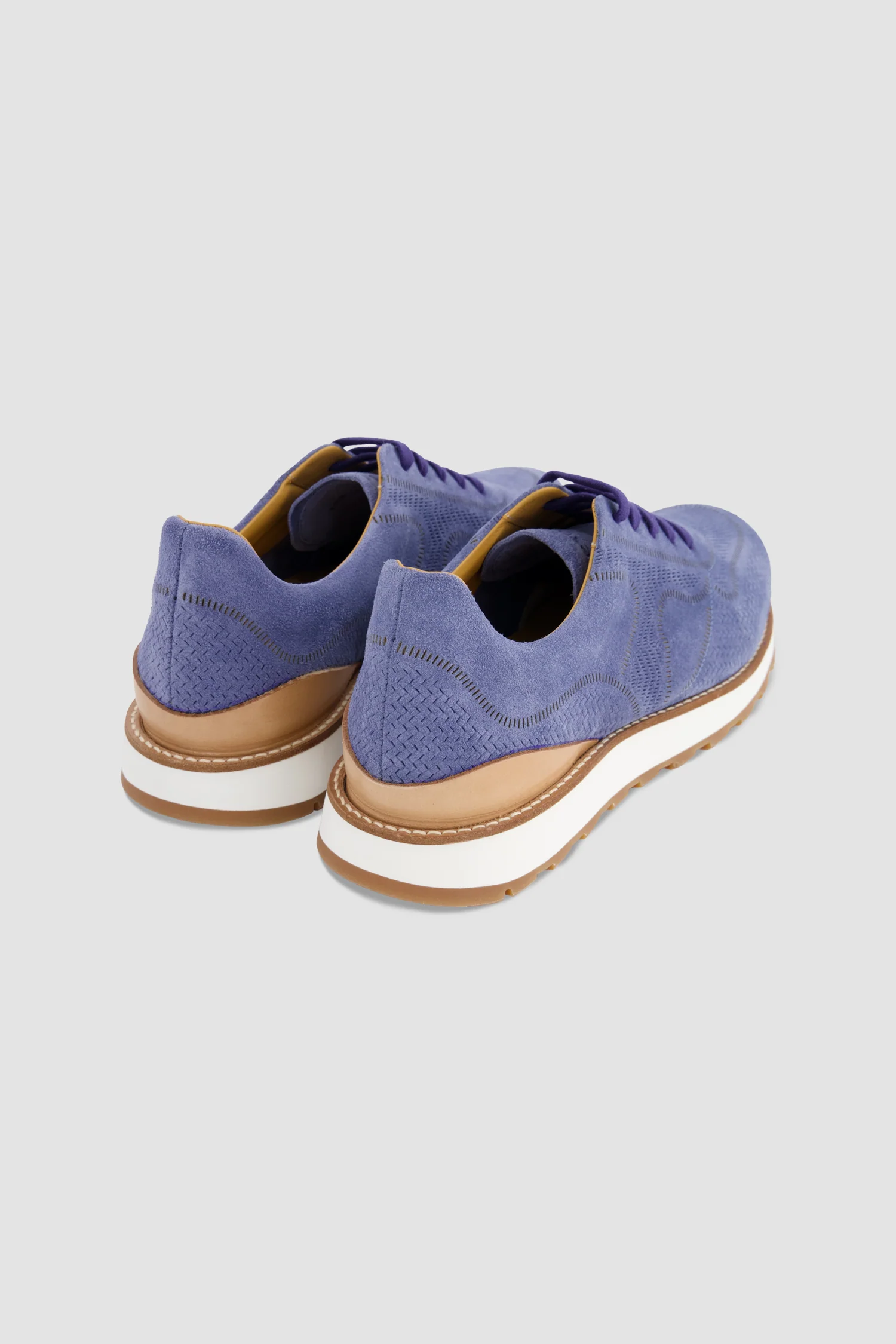 Testoni Blue Suede Sneakers - Image 4