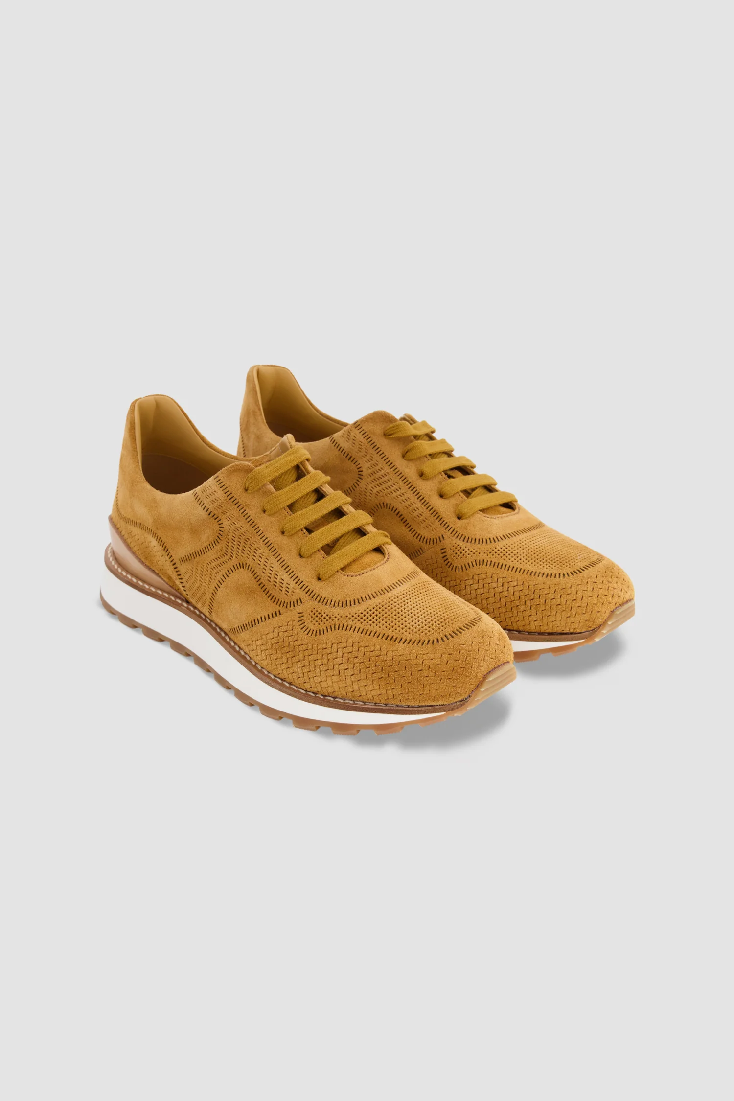 Testoni Light Brown Suede Sneakers - Image 3