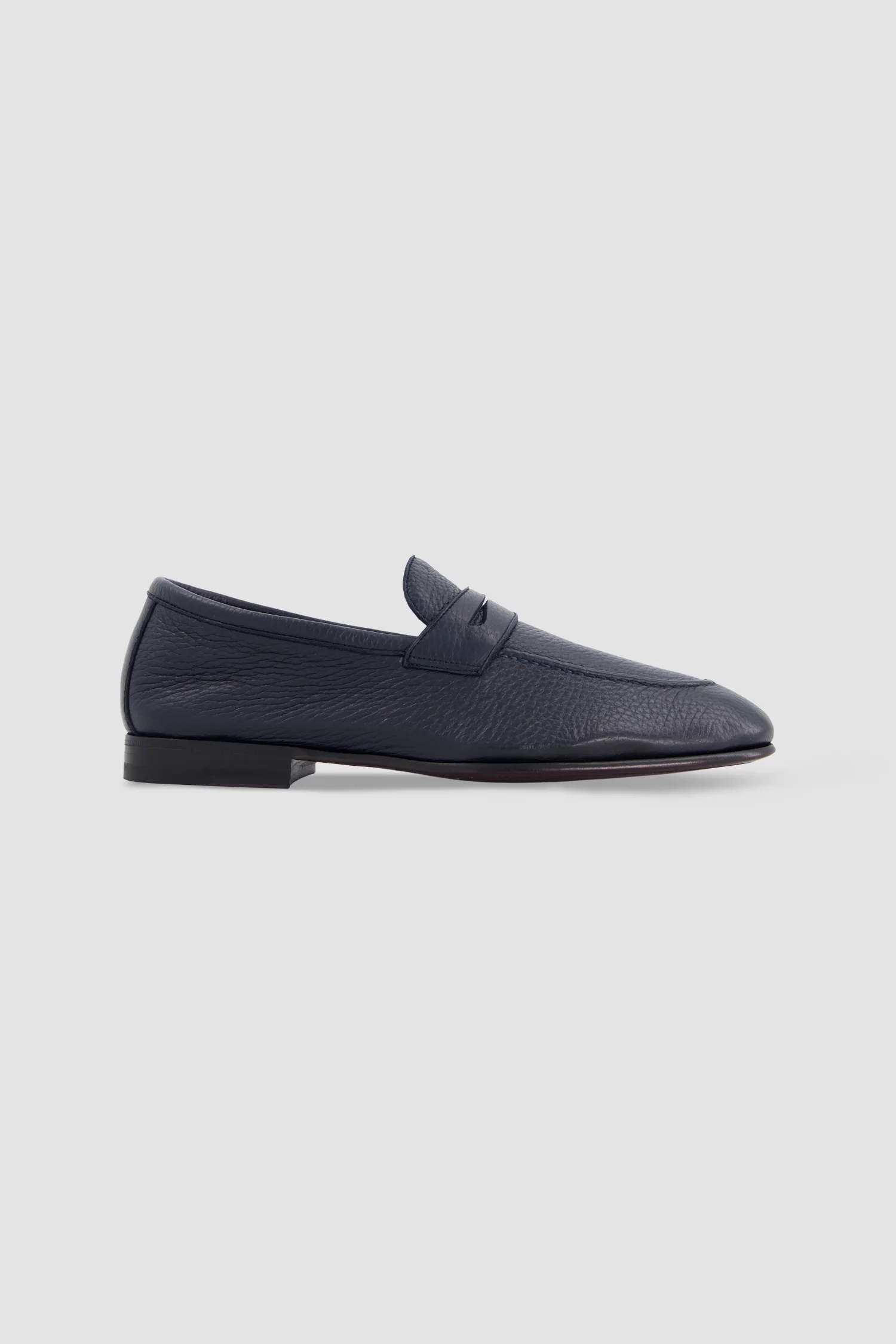 Testoni Pebbled Calfskin Penny Loafers