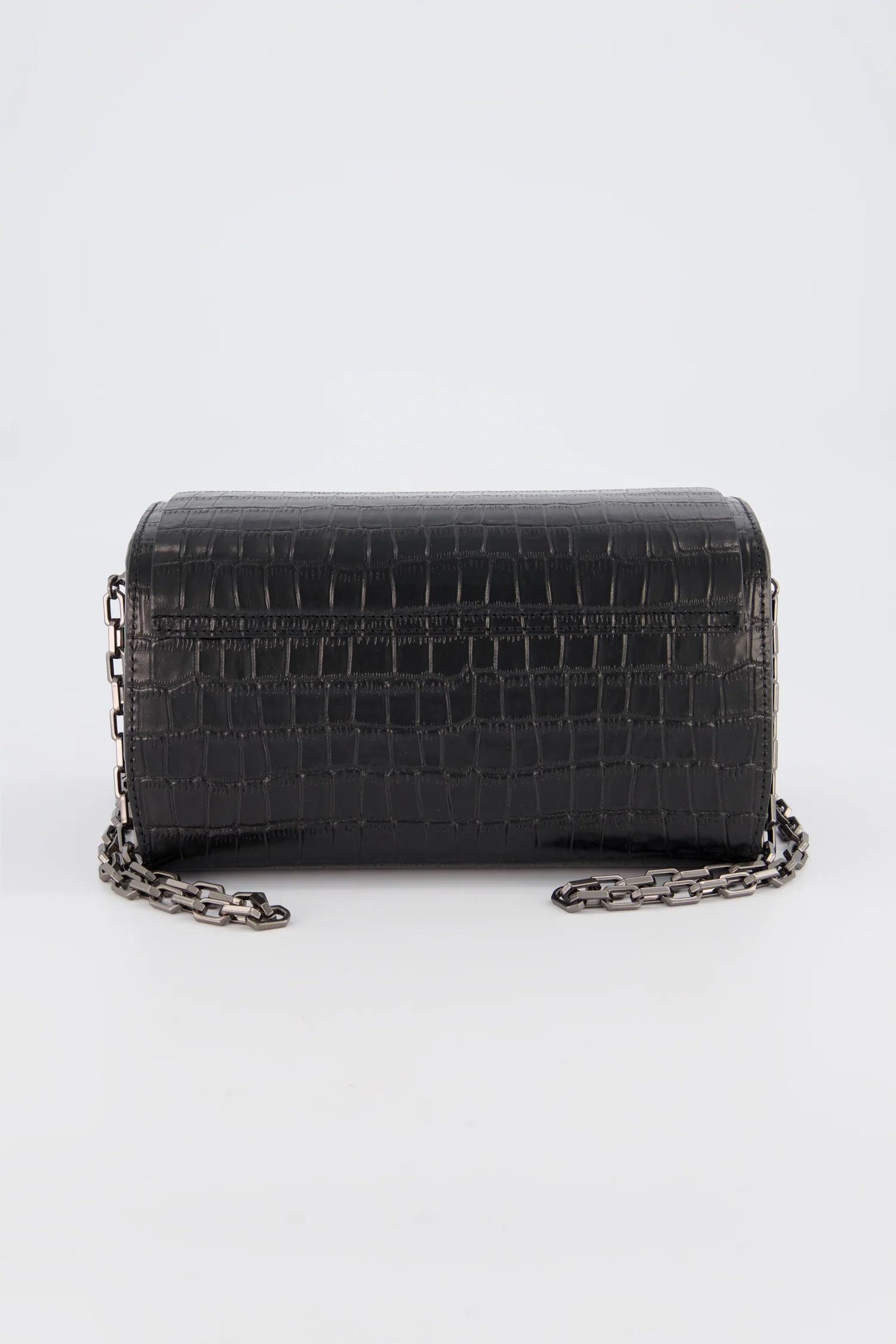 The Volon Black Crocodile Print PO Trunk Bag - Image 4