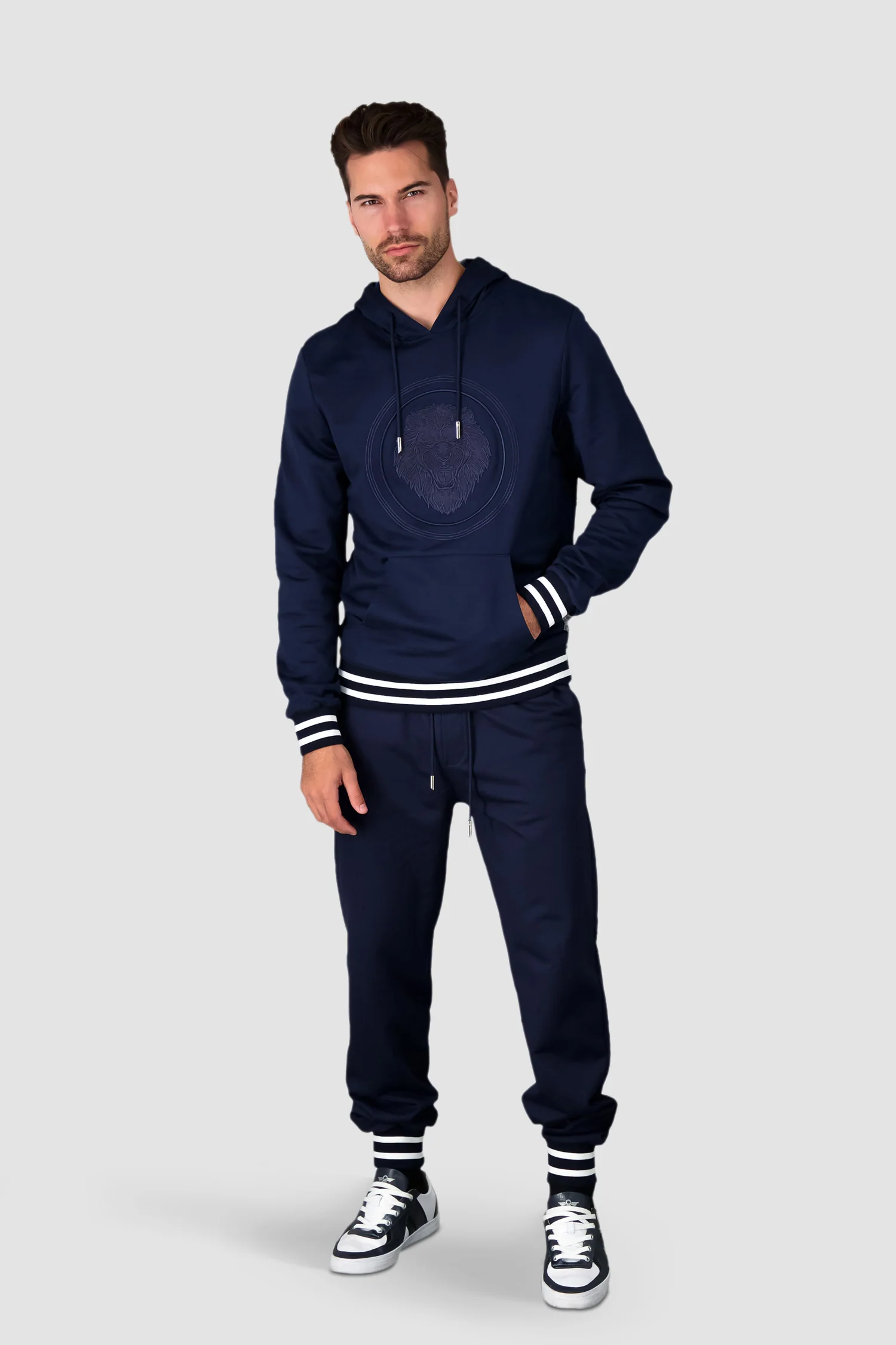 Billionaire Dark Blue Crest Jogging Trousers - Image 6