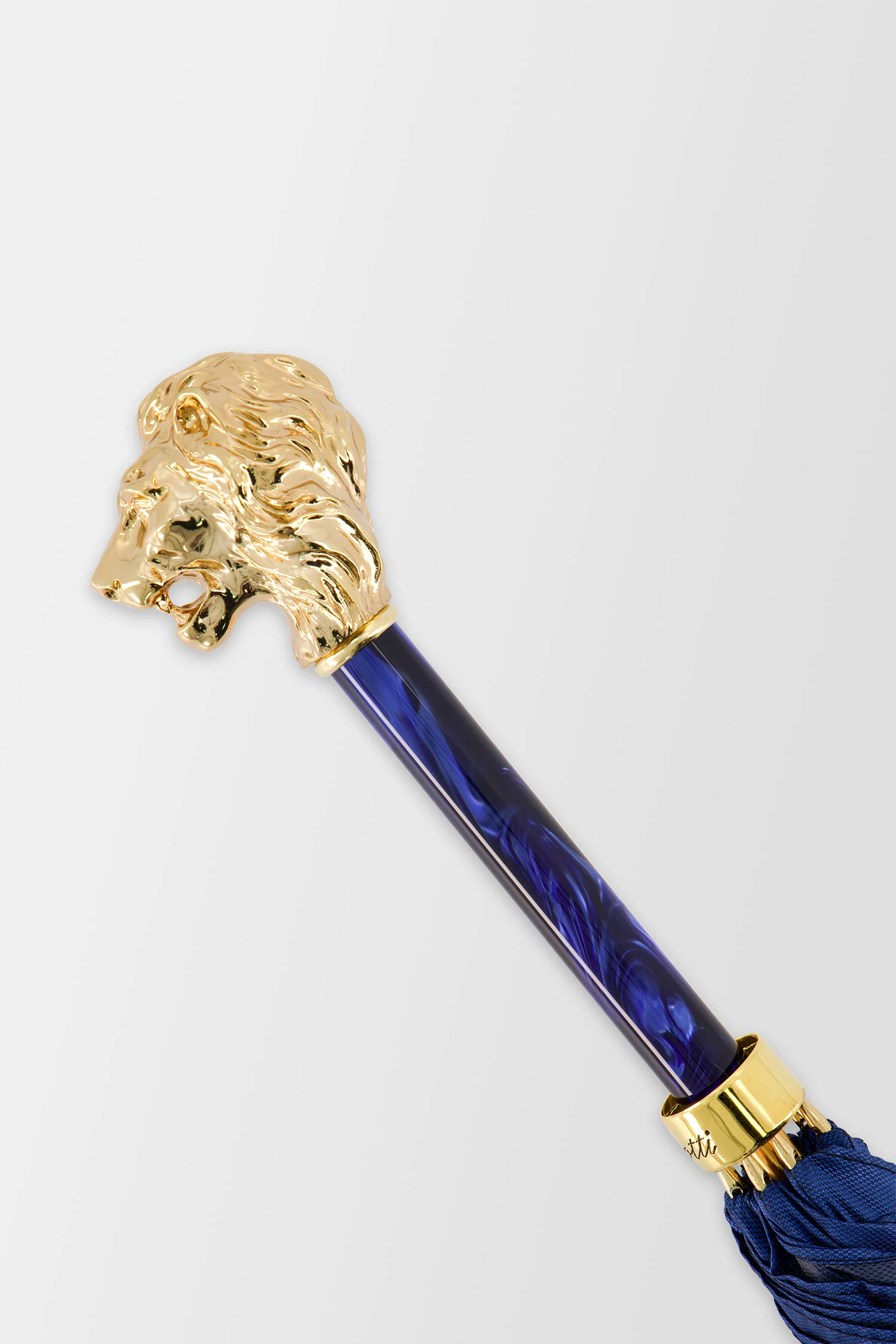Pasotti Blue Umbrella with Gold Lion Handle - Image 2