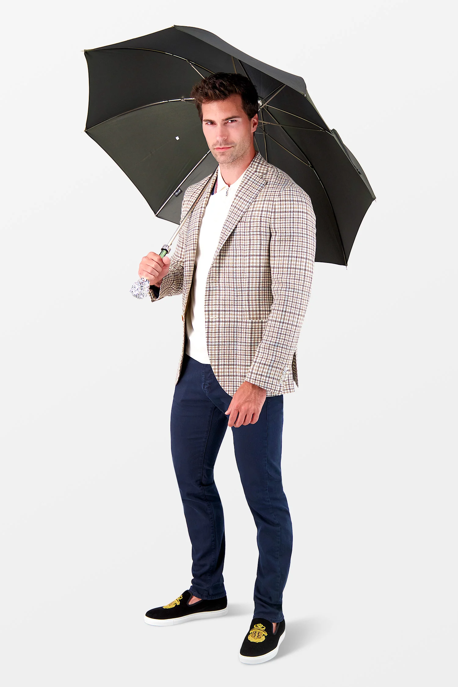 Pasotti Green Umbrella, Silver Lion Handle - Image 2