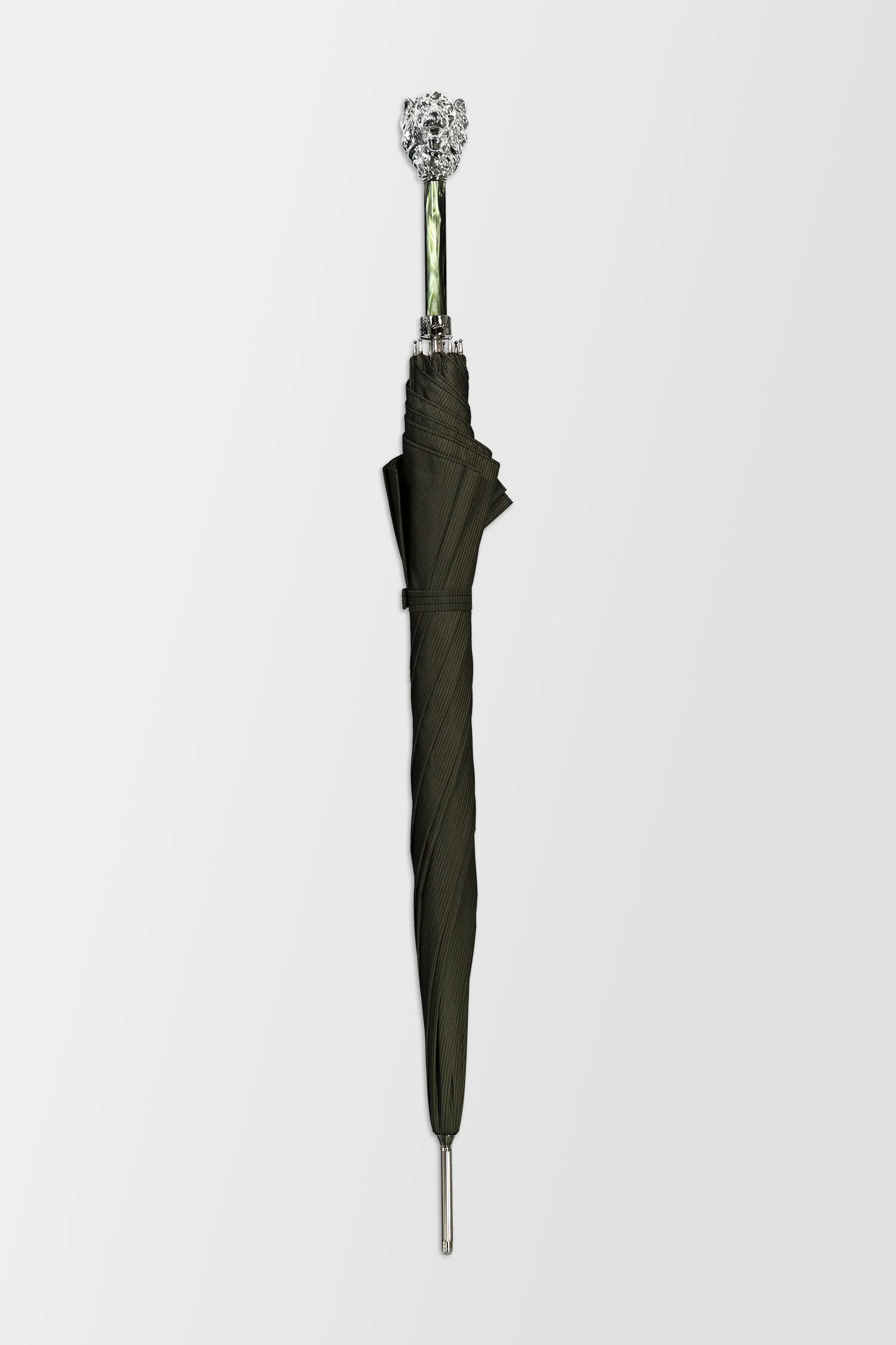 Pasotti Green Umbrella, Silver Lion Handle - Image 5