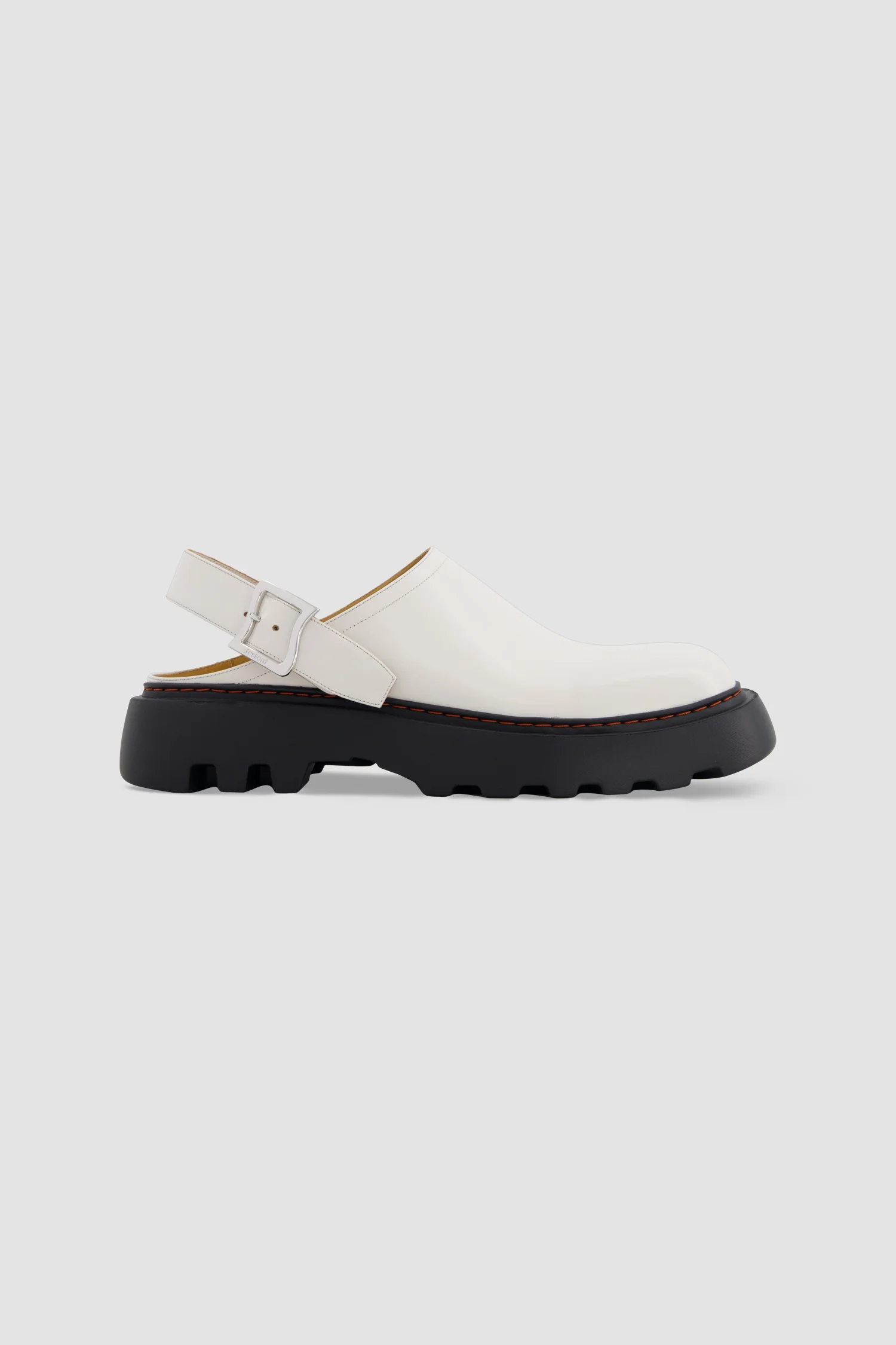 White Calf White Leather Slingback Clogs