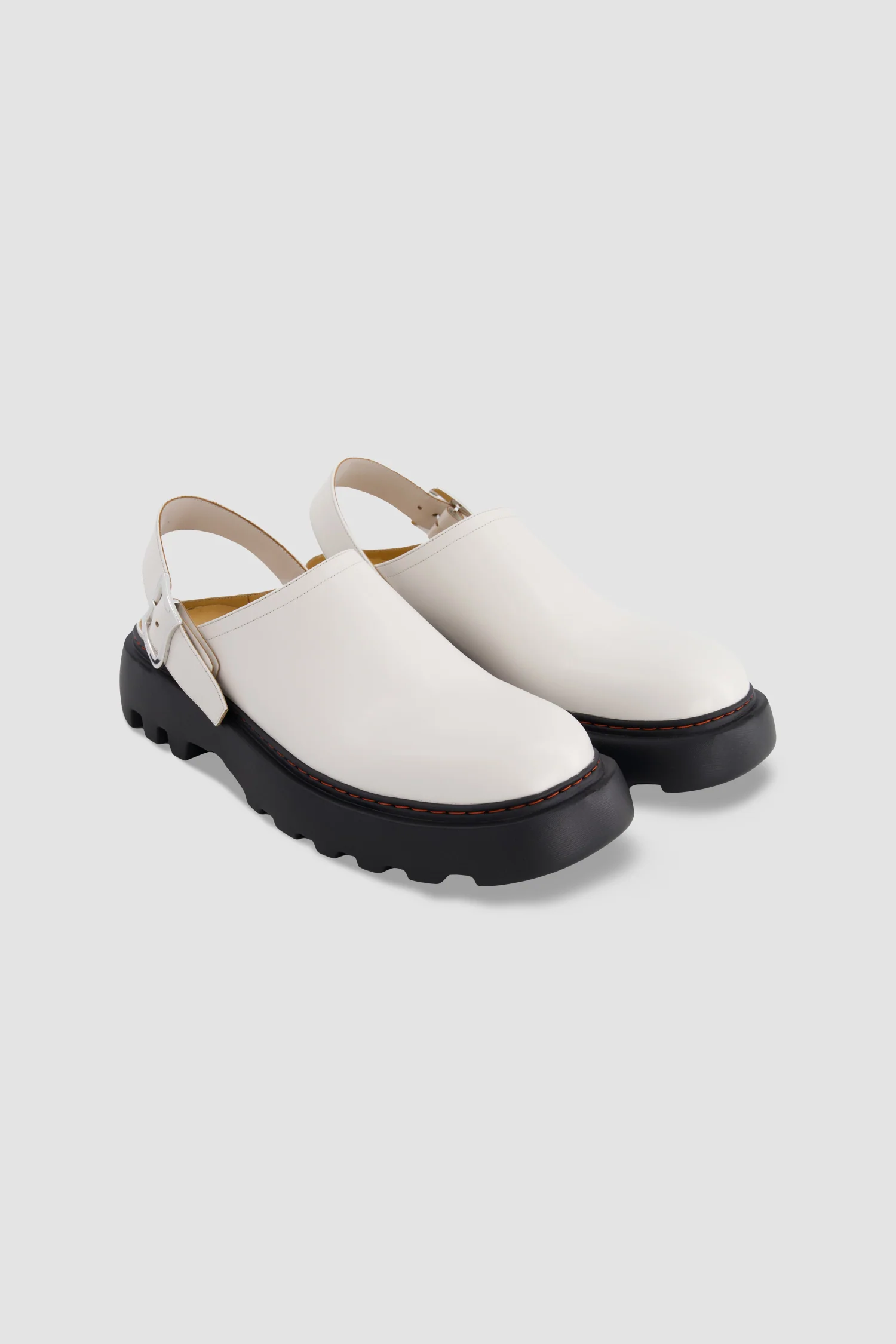 White Calf White Leather Slingback Clogs - Image 2