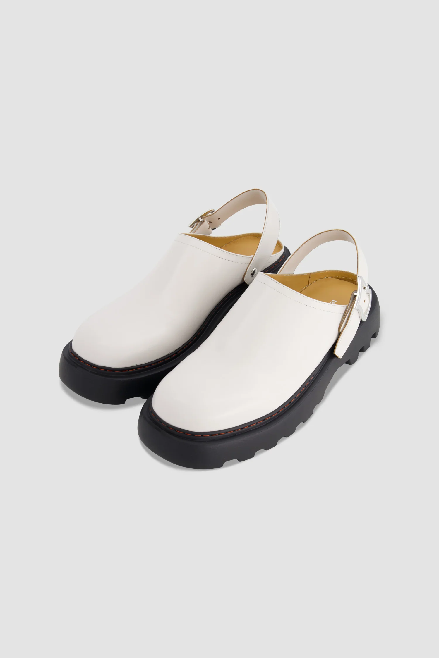 White Calf White Leather Slingback Clogs - Image 3
