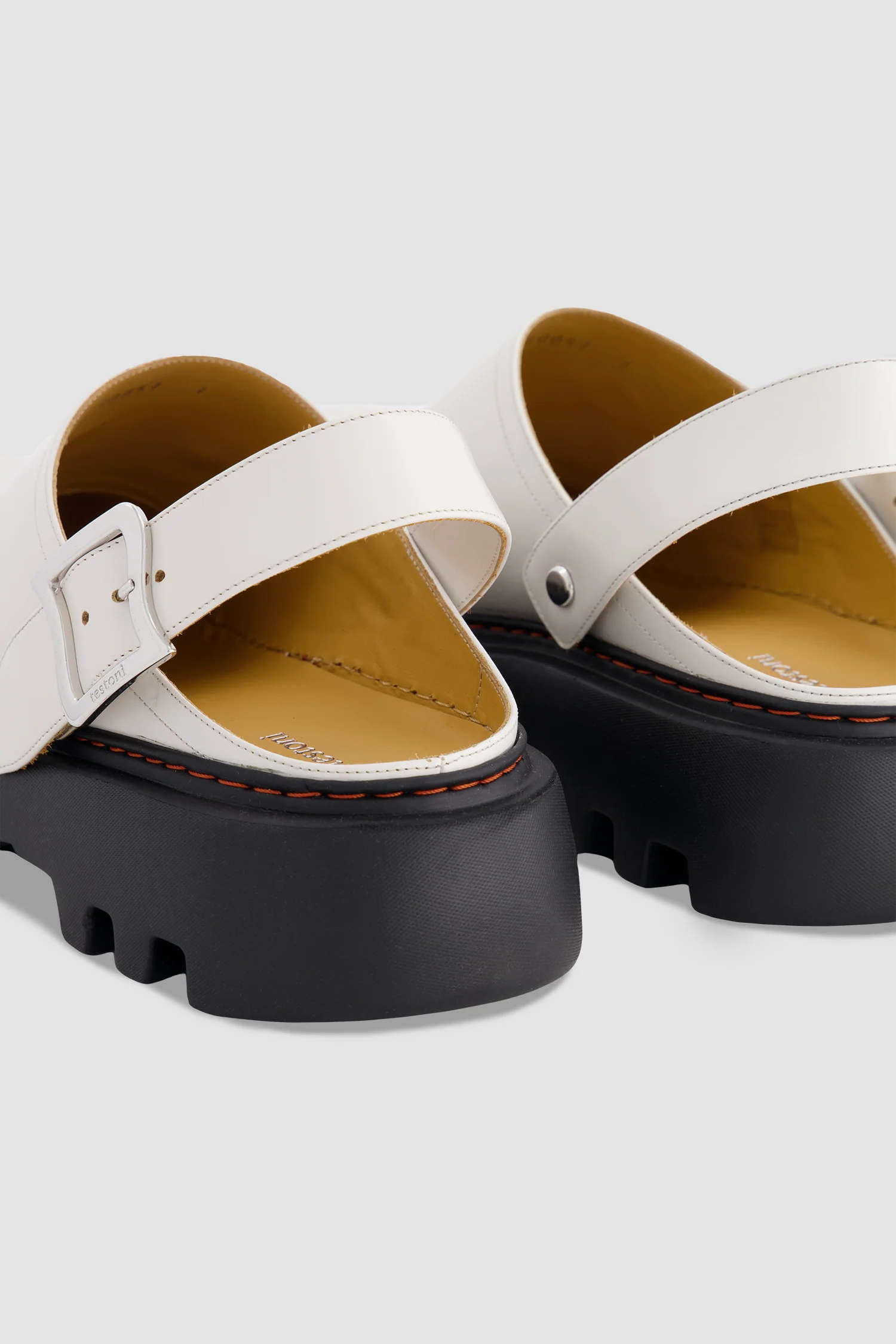 White Calf White Leather Slingback Clogs - Image 5