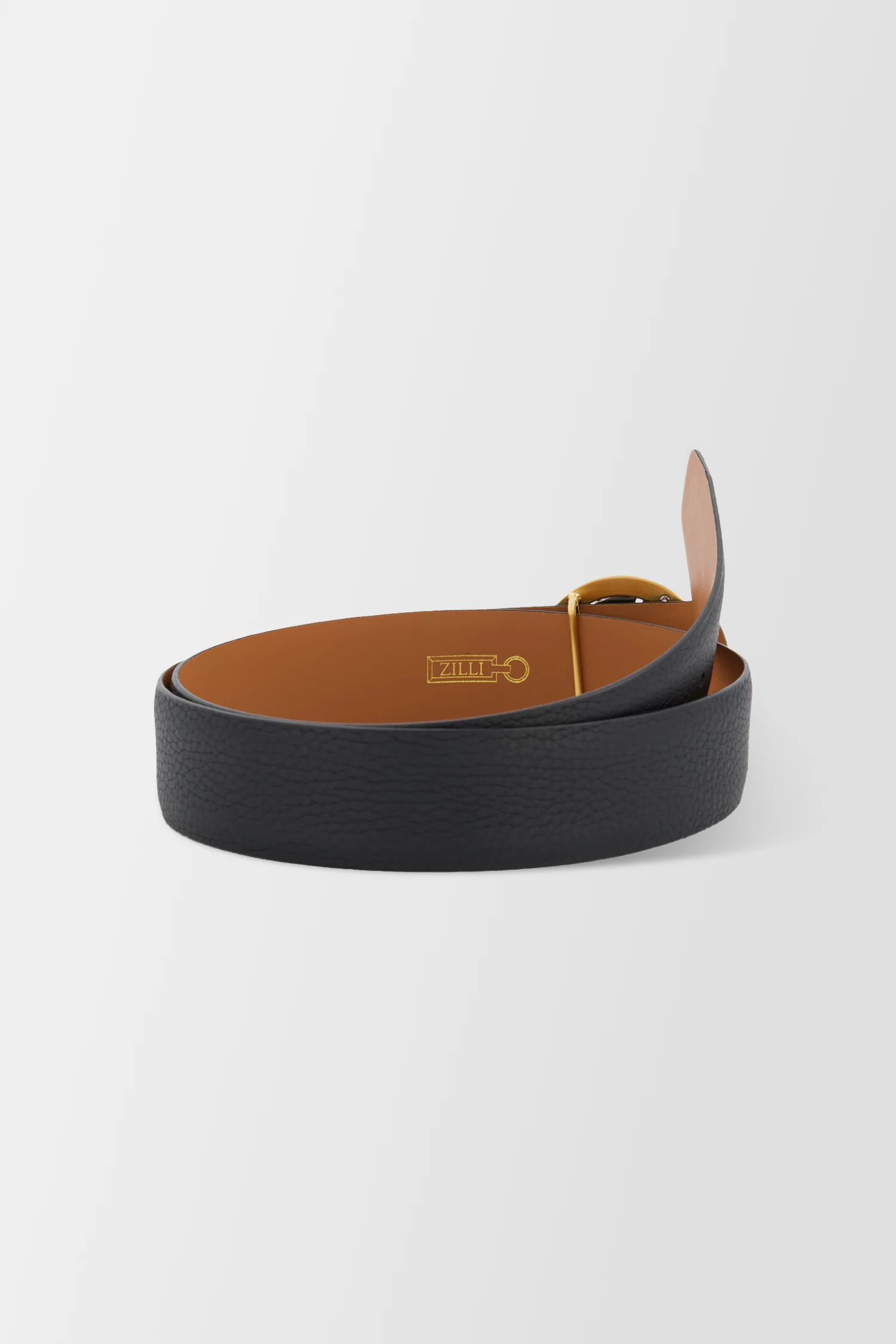 Zilli 40mm Black/Gold Taurillon Graine Belt - Image 2