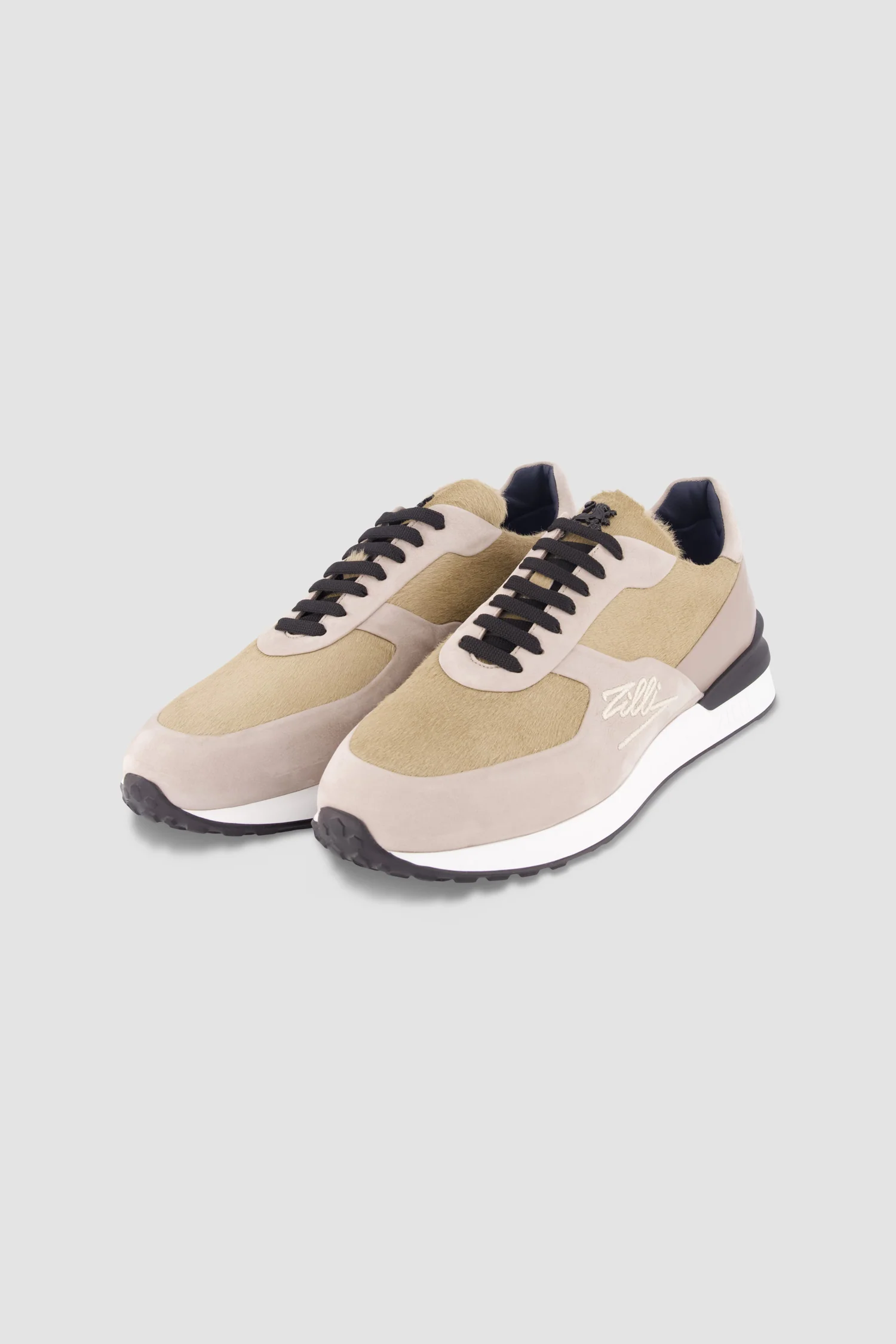 Zilli Beige Suede Calfskin Signature Sneakers - Image 2