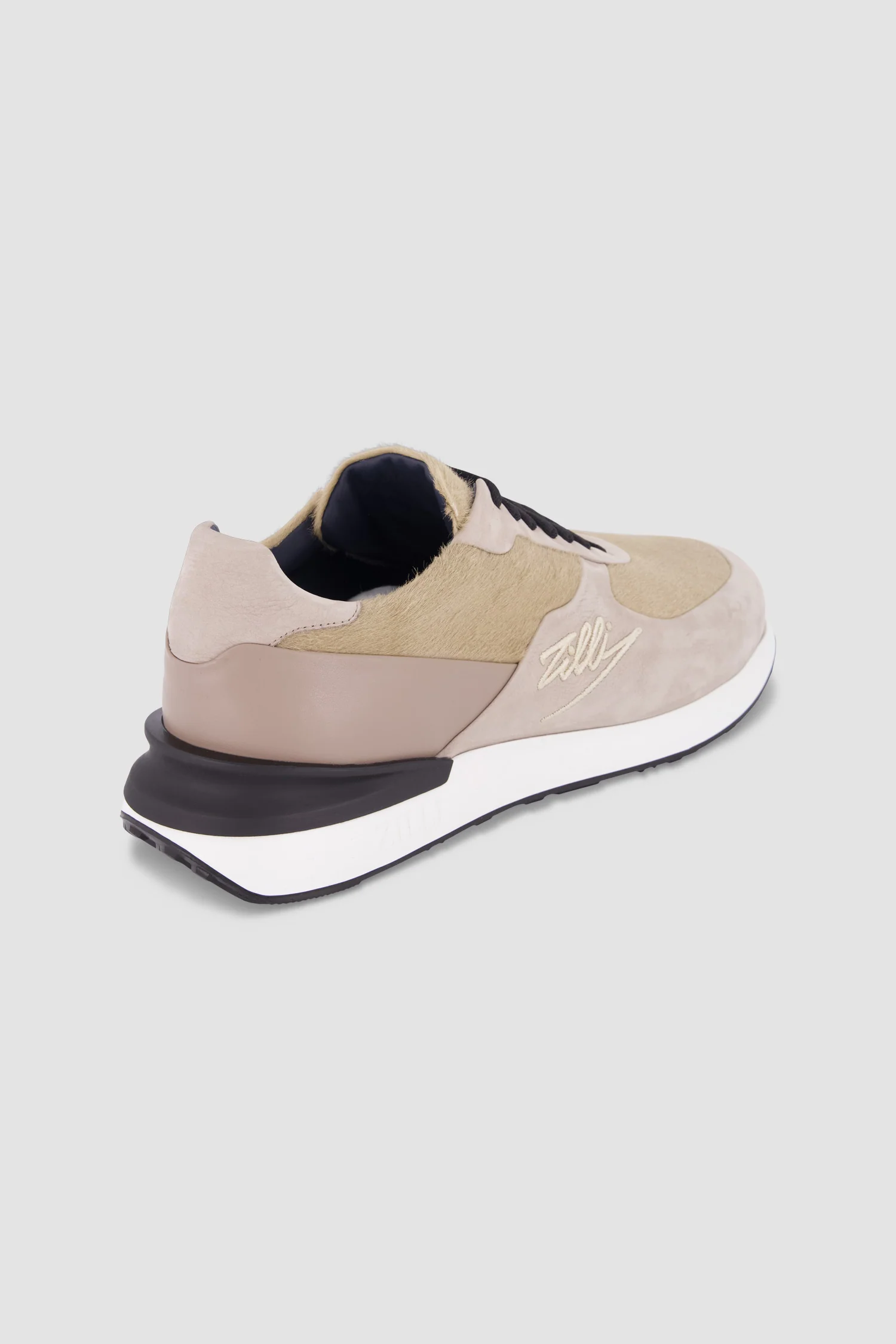 Zilli Beige Suede Calfskin Signature Sneakers - Image 4