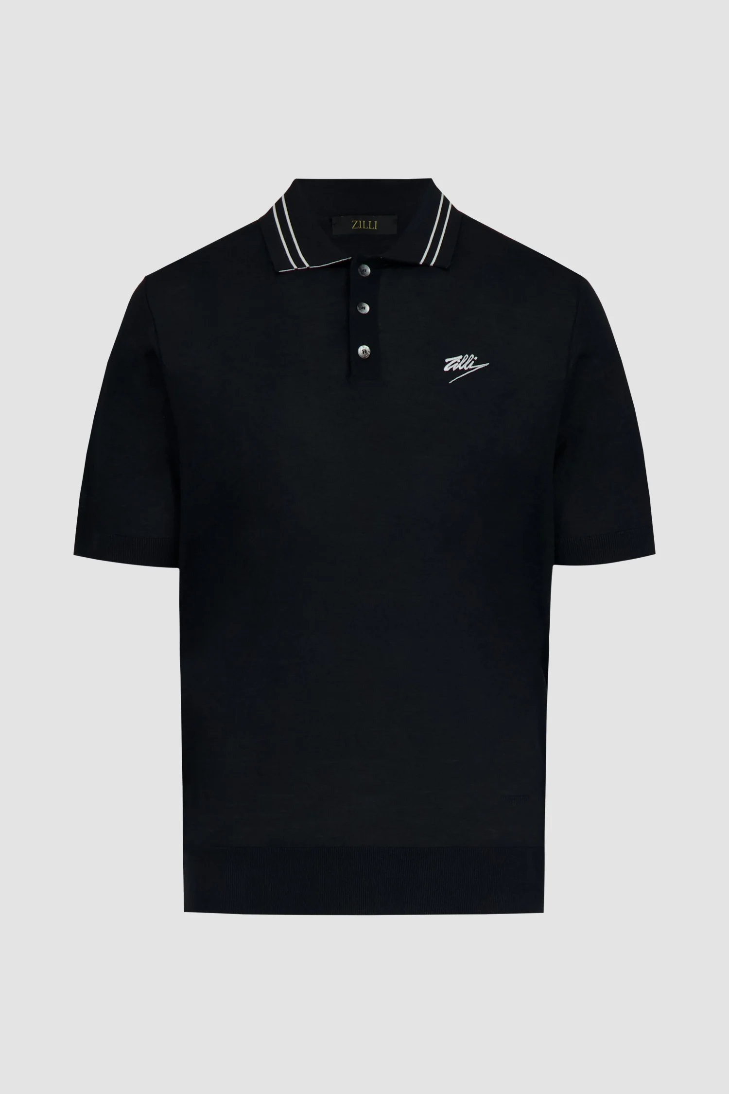 Zilli Black Button Short Sleeve Polo