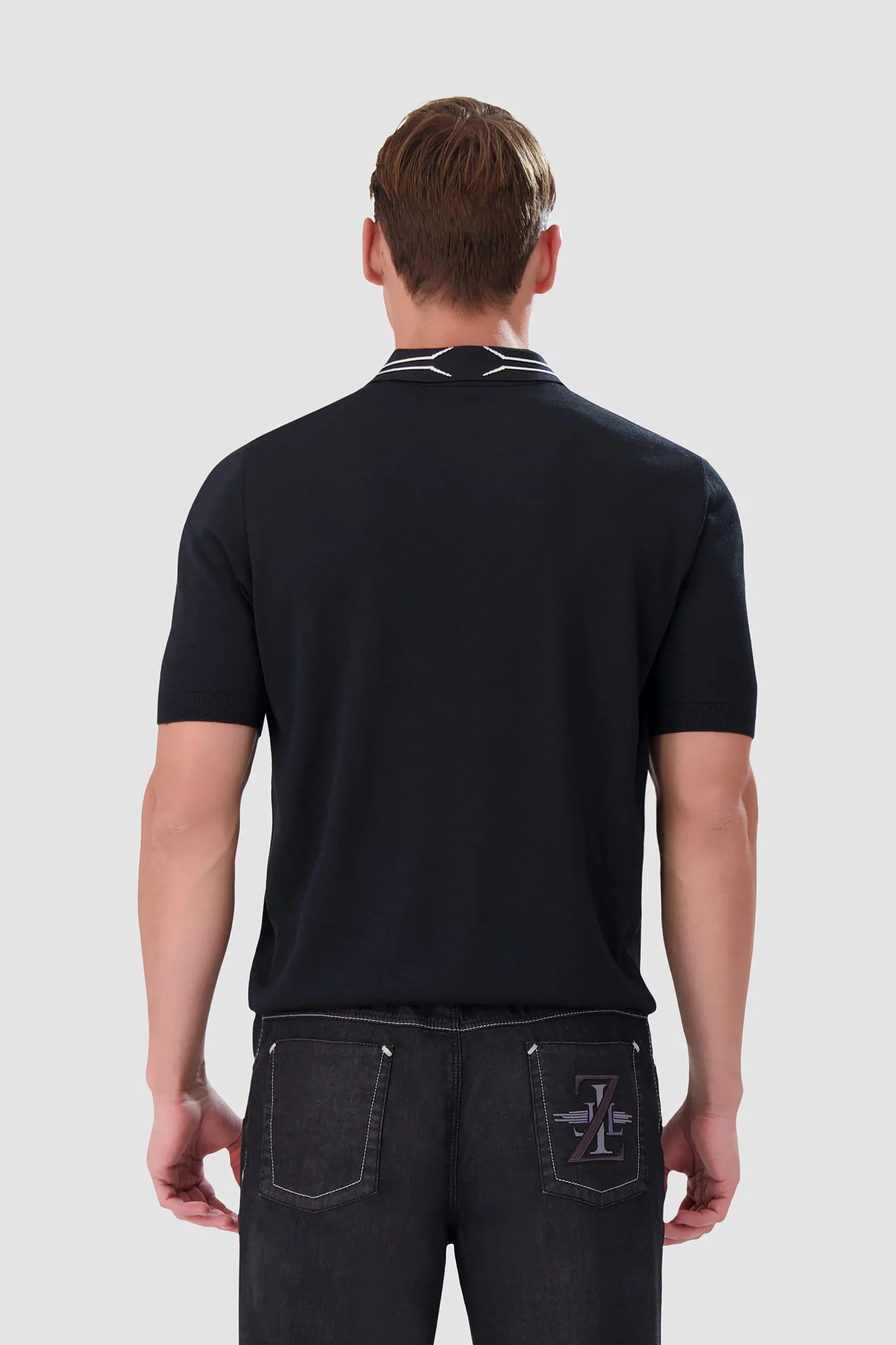 Zilli Black Button Short Sleeve Polo - Image 4