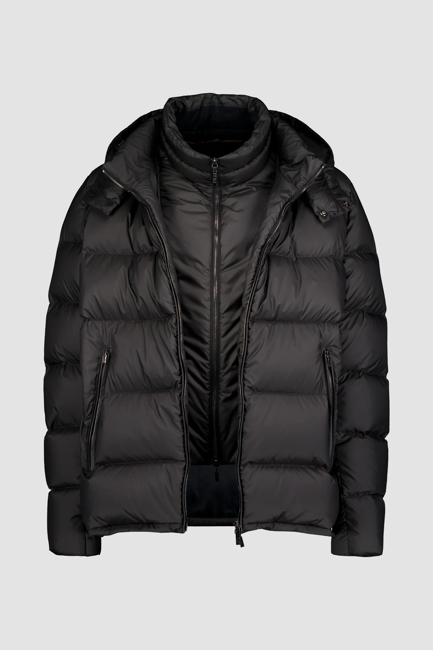 Zilli Black Down Short Jacket with Removable Hood - Image 2