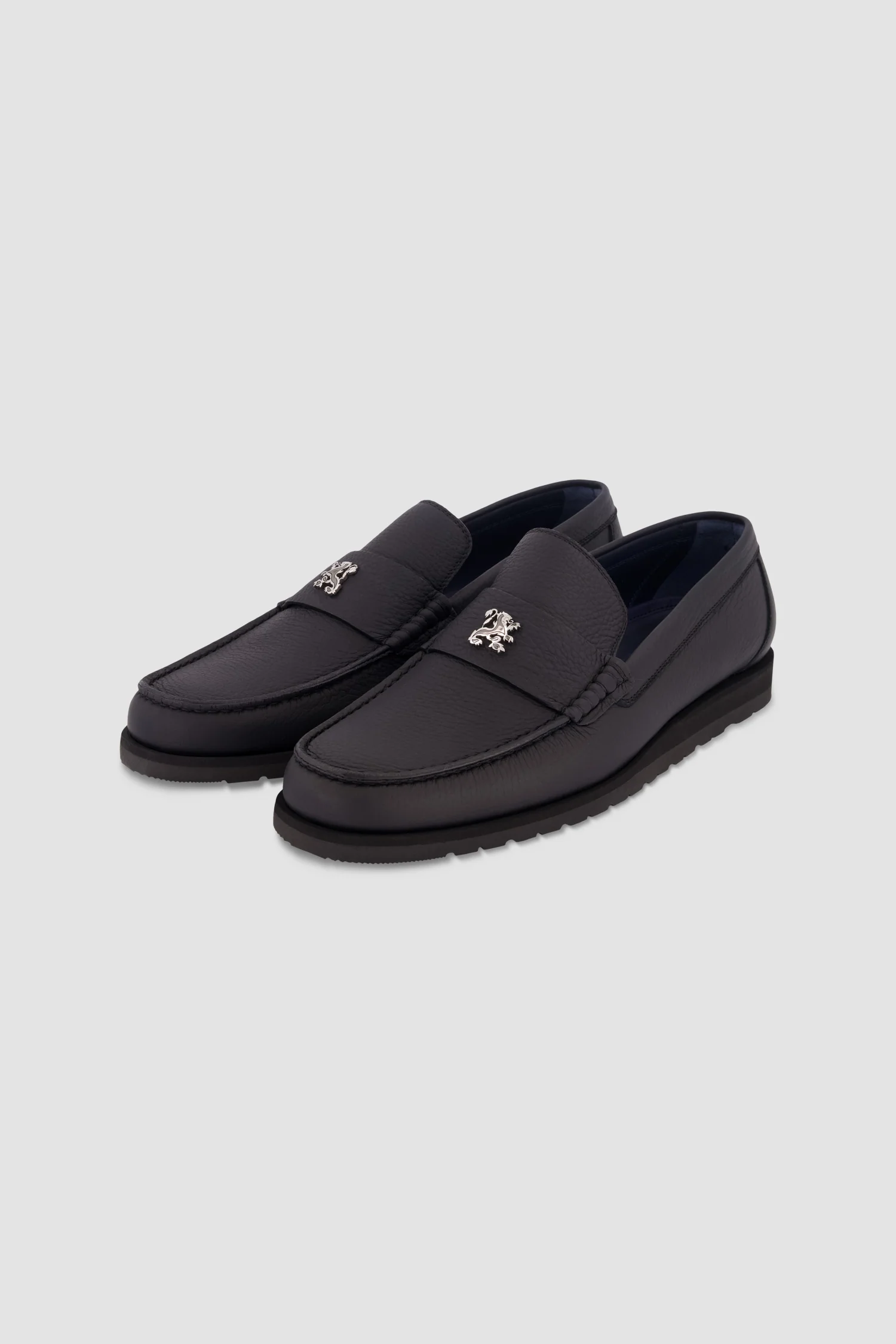 Zilli Black Hand Sew With Lion De Moccasins - Image 2