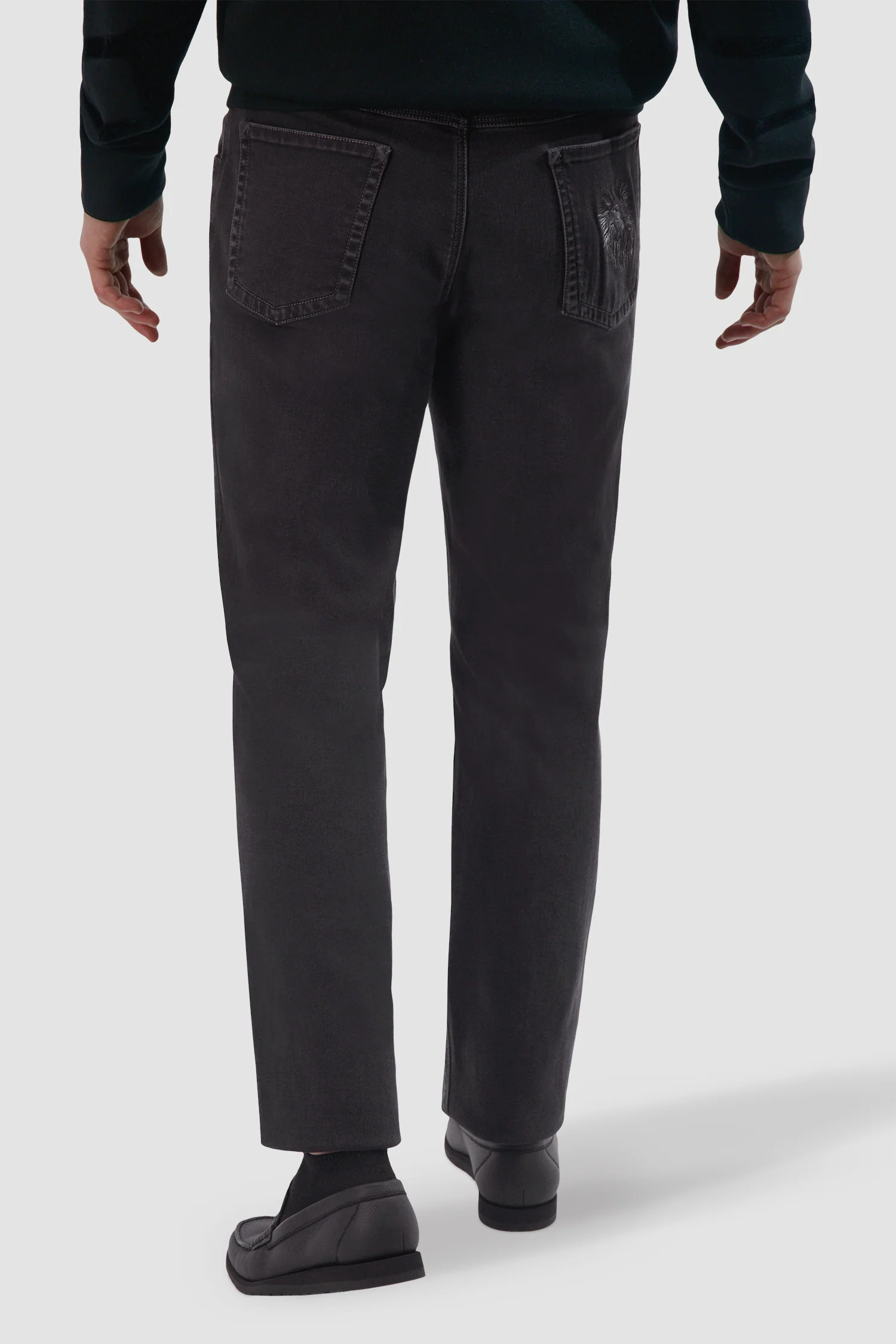 Zilli Black Hand Sew With Lion De Moccasins - Image 6