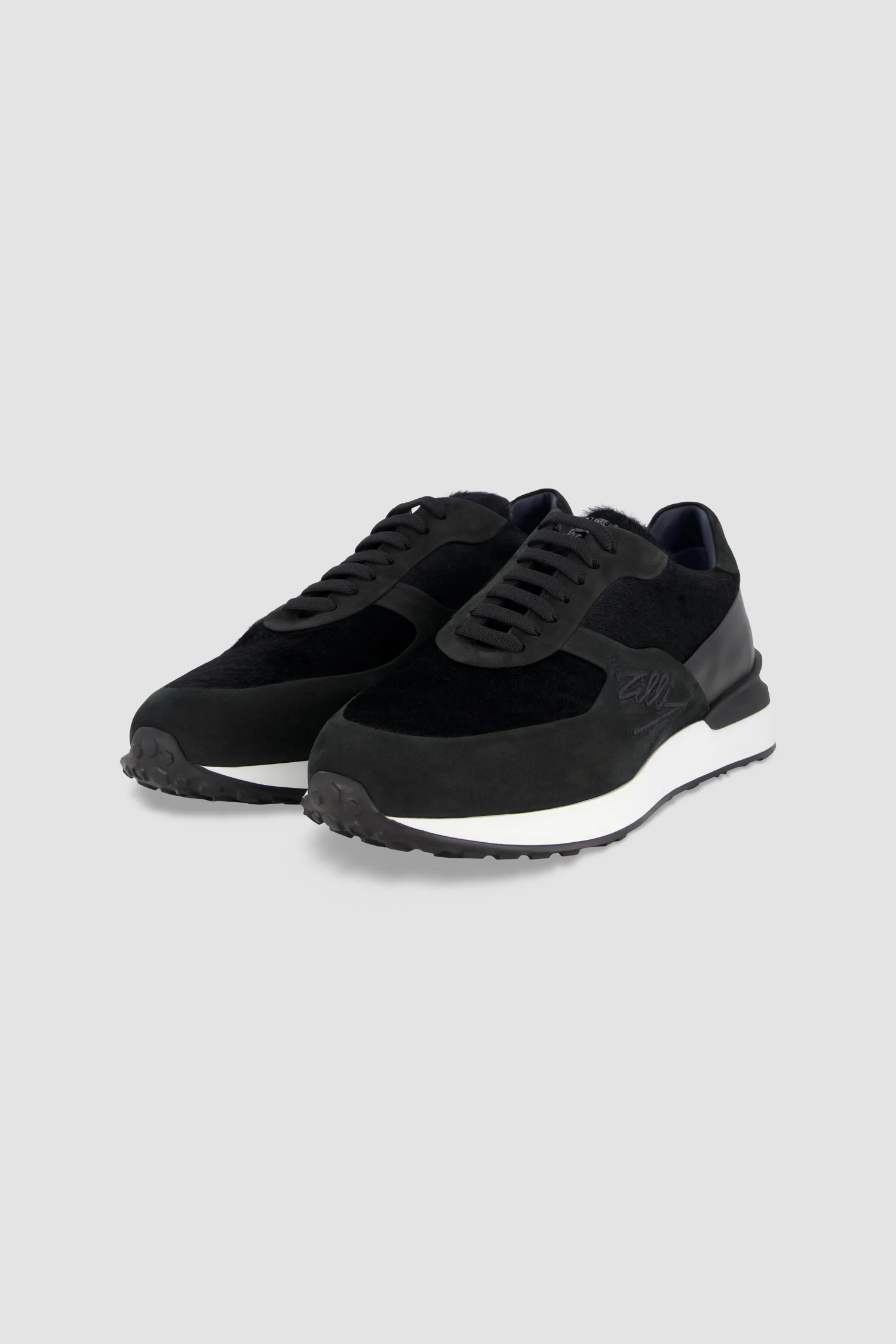 Zilli Black Leather and Suede Sneakers - Image 2