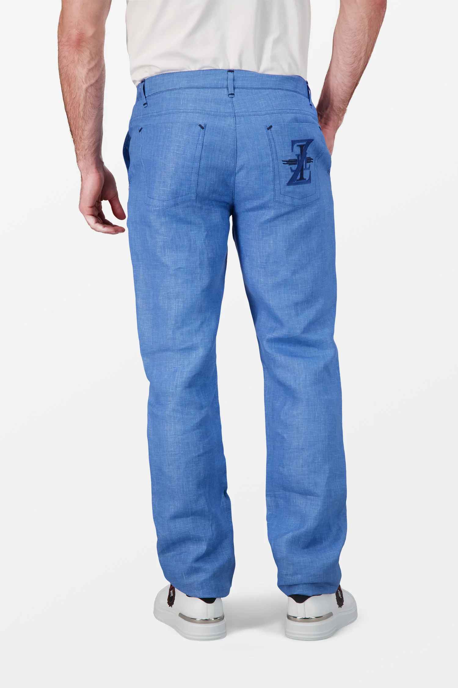 Zilli Blue Linen Trousers - Image 4
