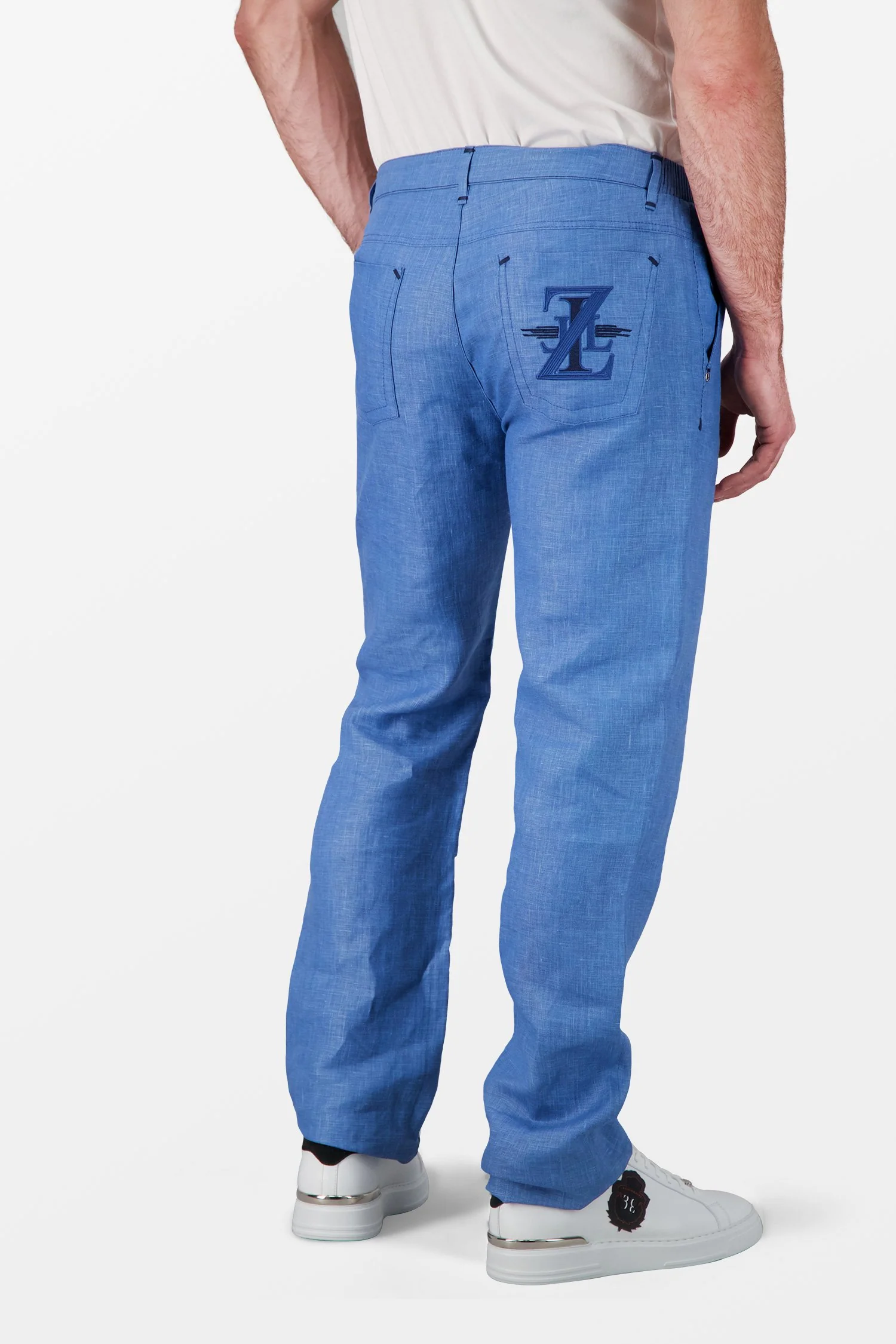 Zilli Blue Linen Trousers - Image 7