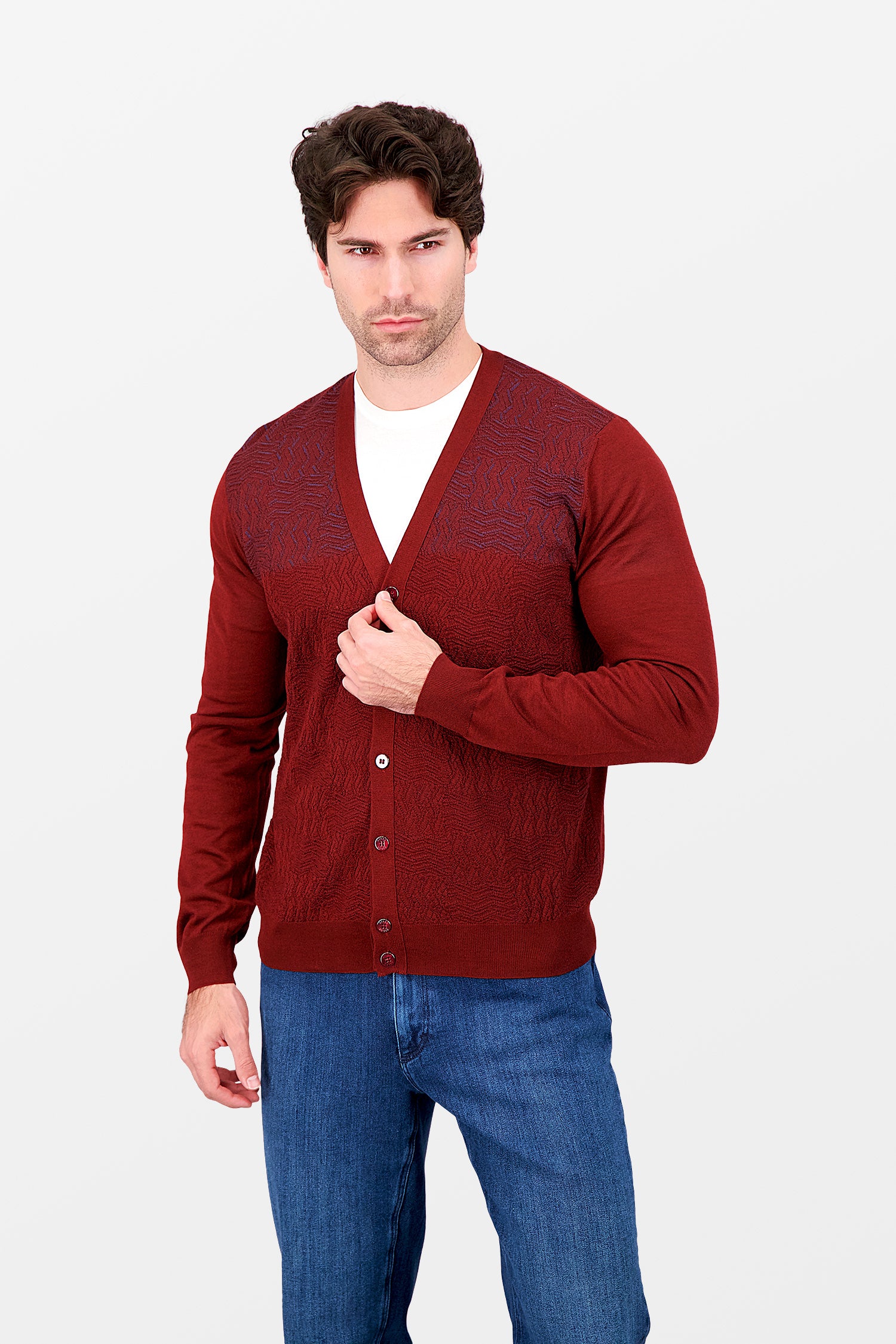 Zilli Burgundy Buttoned Cardigan - Image 2