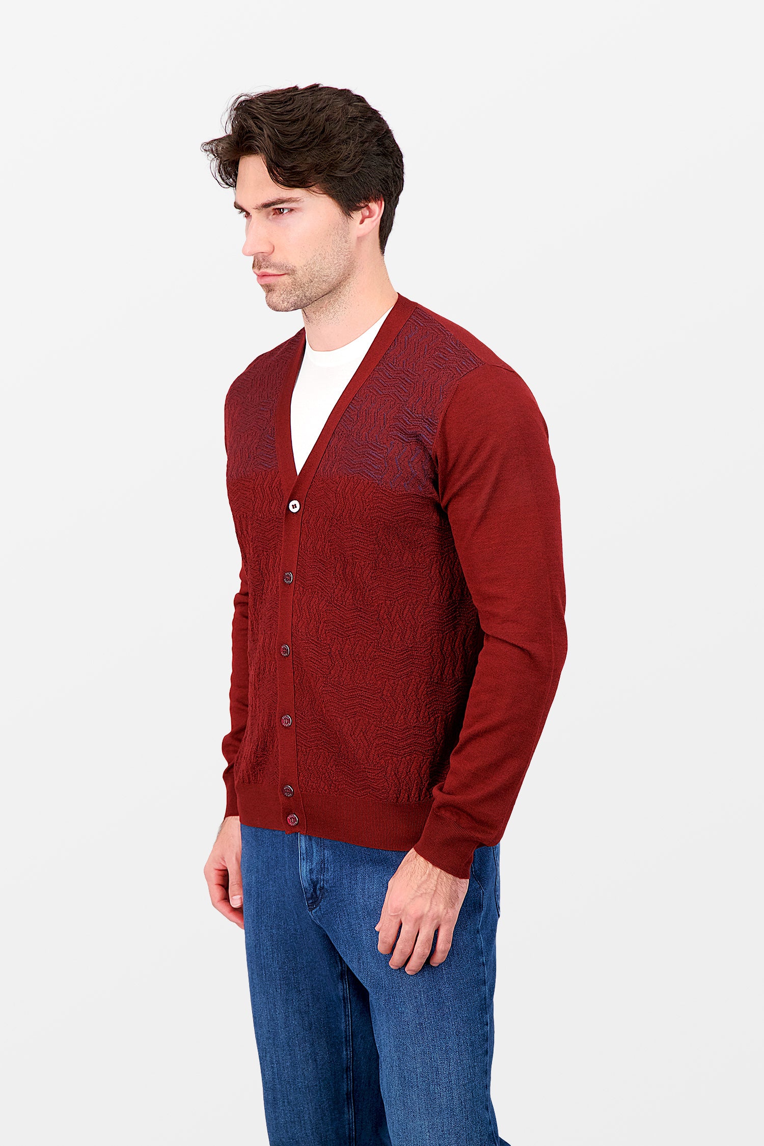 Zilli Burgundy Buttoned Cardigan - Image 5