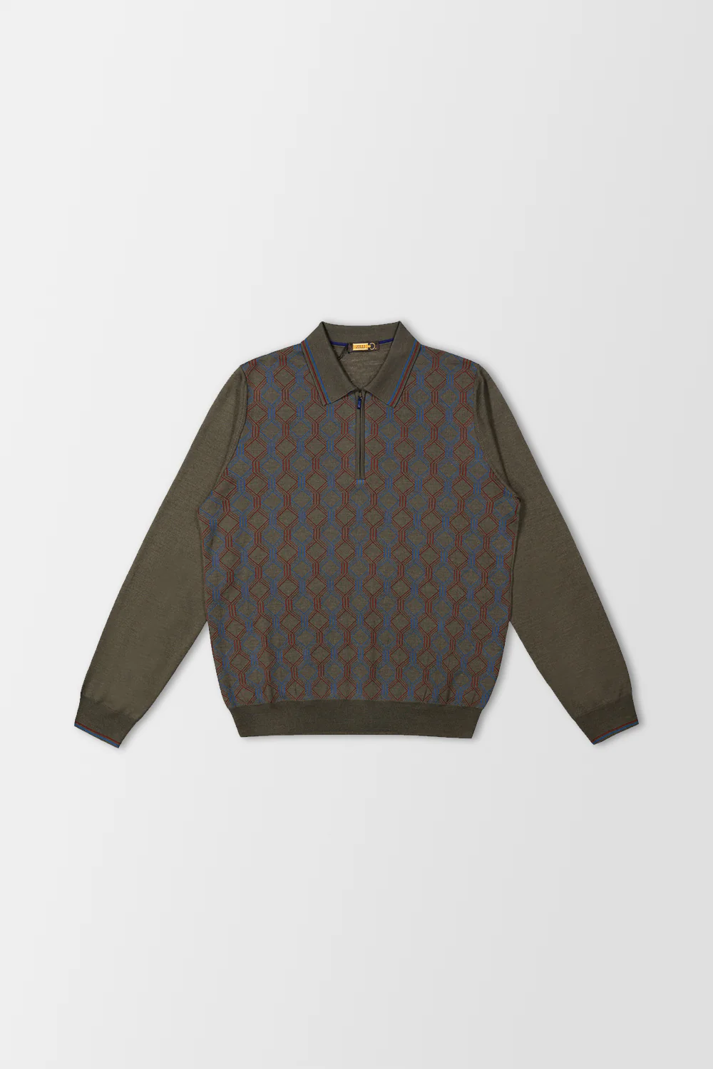 Zilli Green Long Sleeve Polo Sweater
