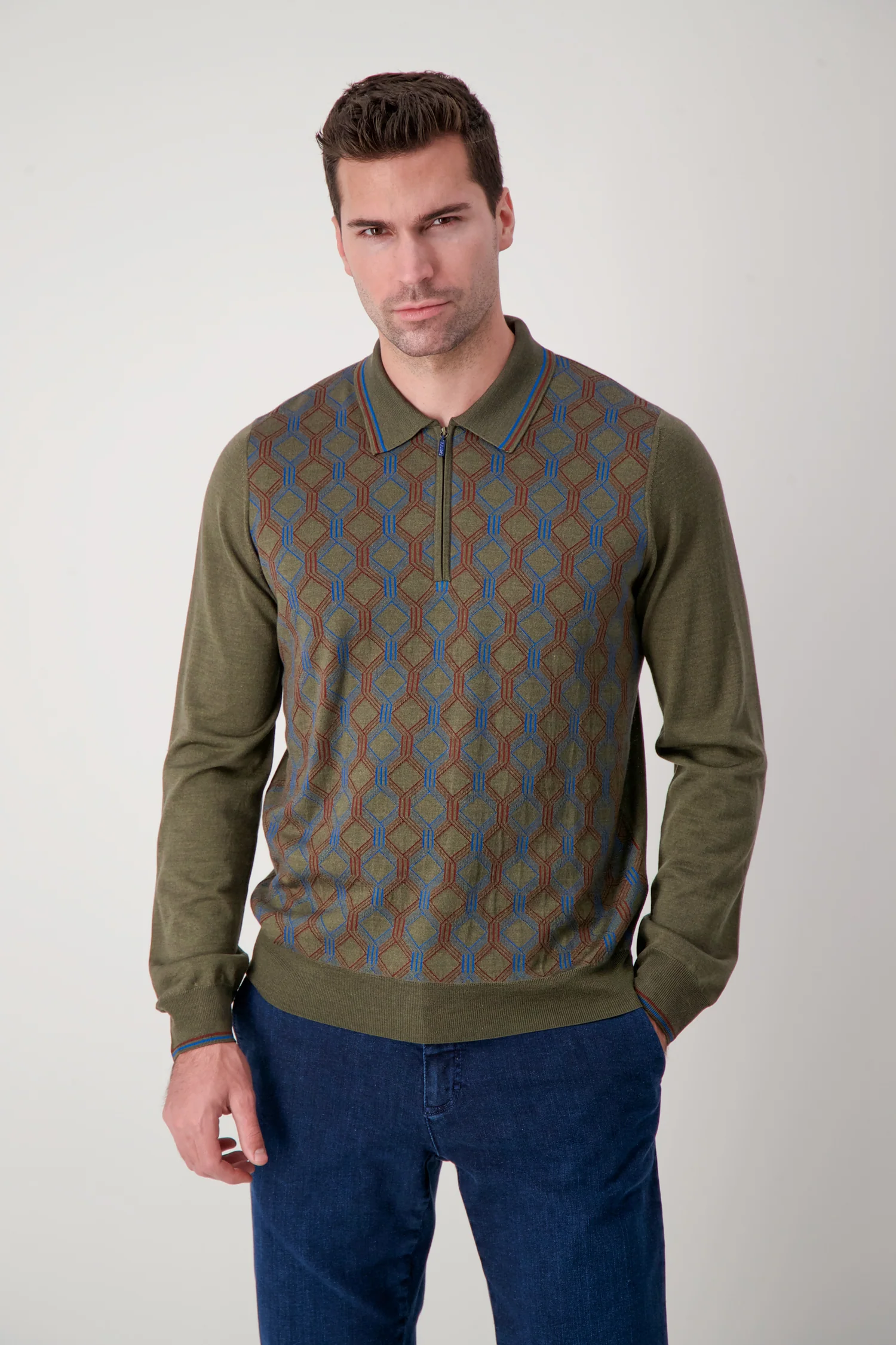 Zilli Green Long Sleeve Polo Sweater - Image 2