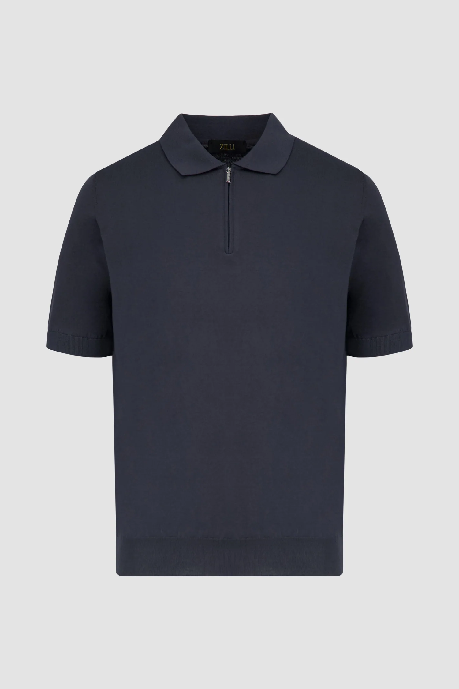 Zilli Grey Zip Short Sleeve Polo
