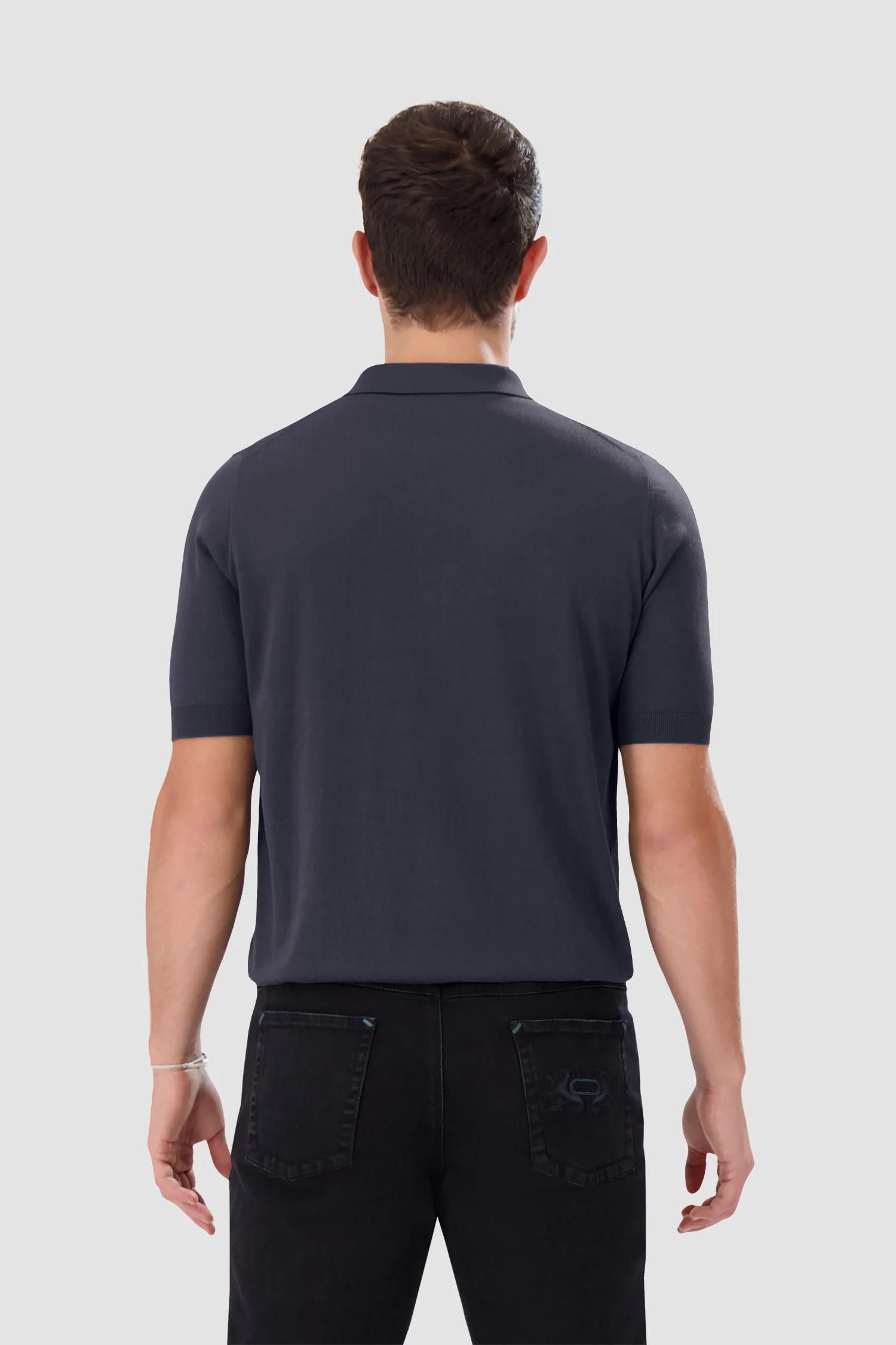 Zilli Grey Zip Short Sleeve Polo - Image 5