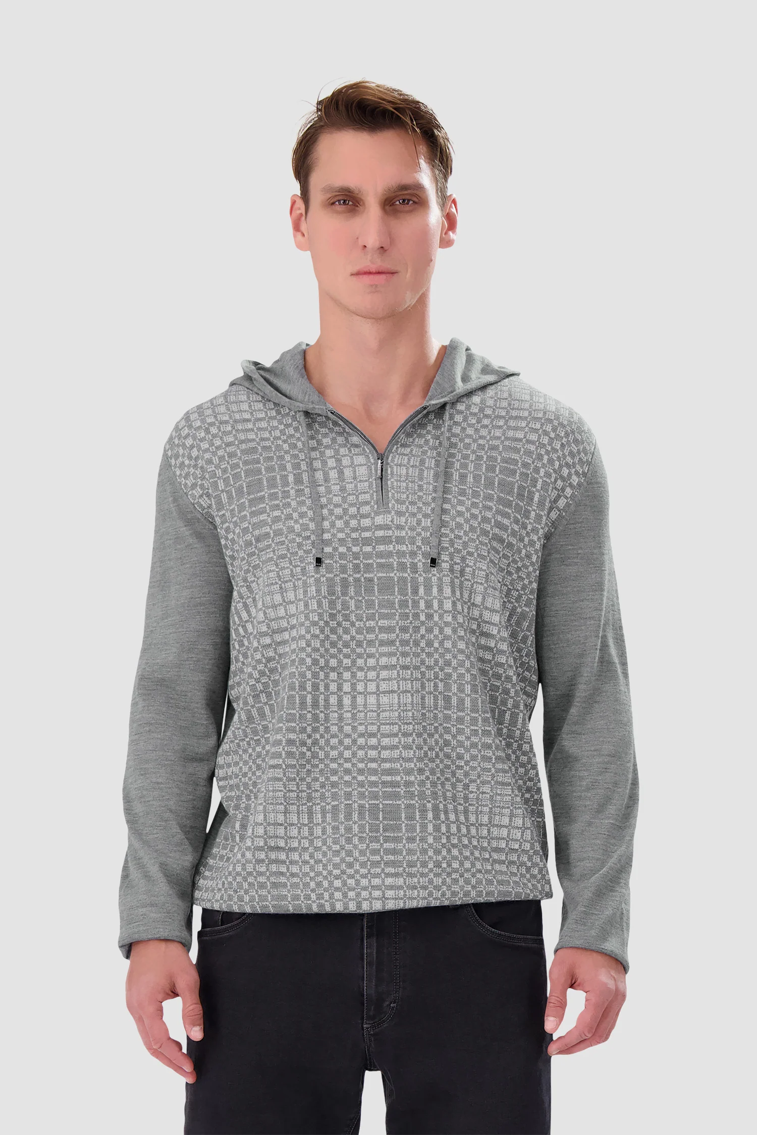 Zilli Grey Zipped Sweater with Hood - Image 2