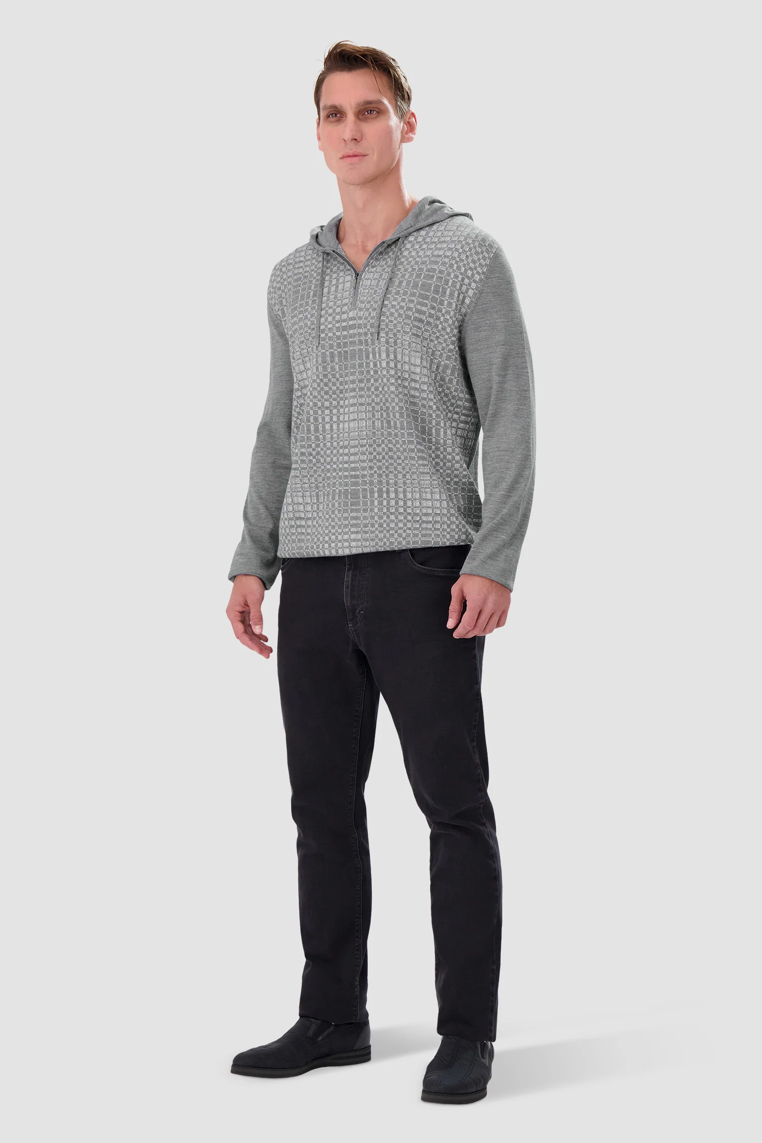 Zilli Grey Zipped Sweater with Hood - Image 6
