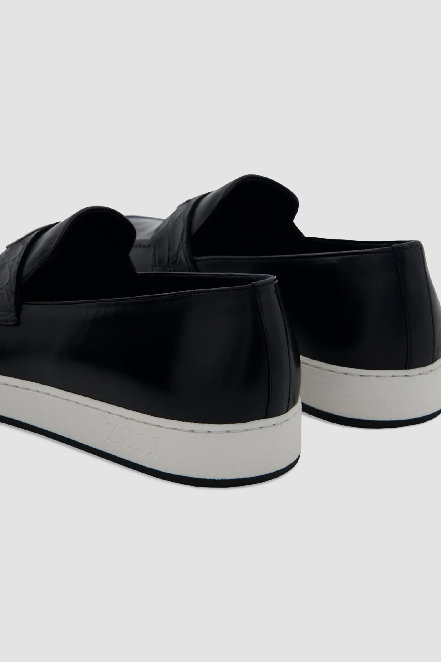 Zilli Black Metal Plate Loafers with Caiman accents - Image 3