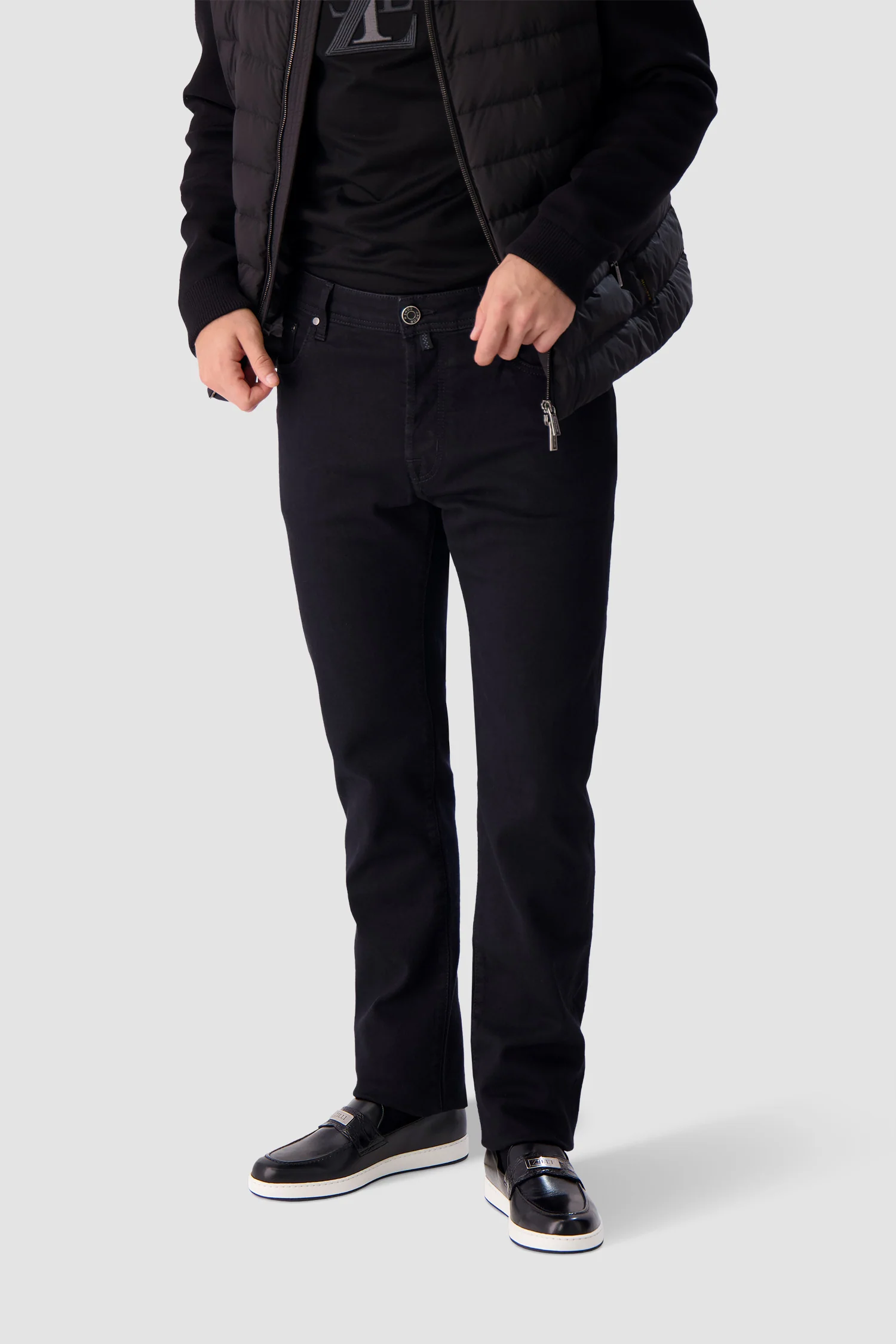 Zilli Black Metal Plate Loafers with Caiman accents - Image 8