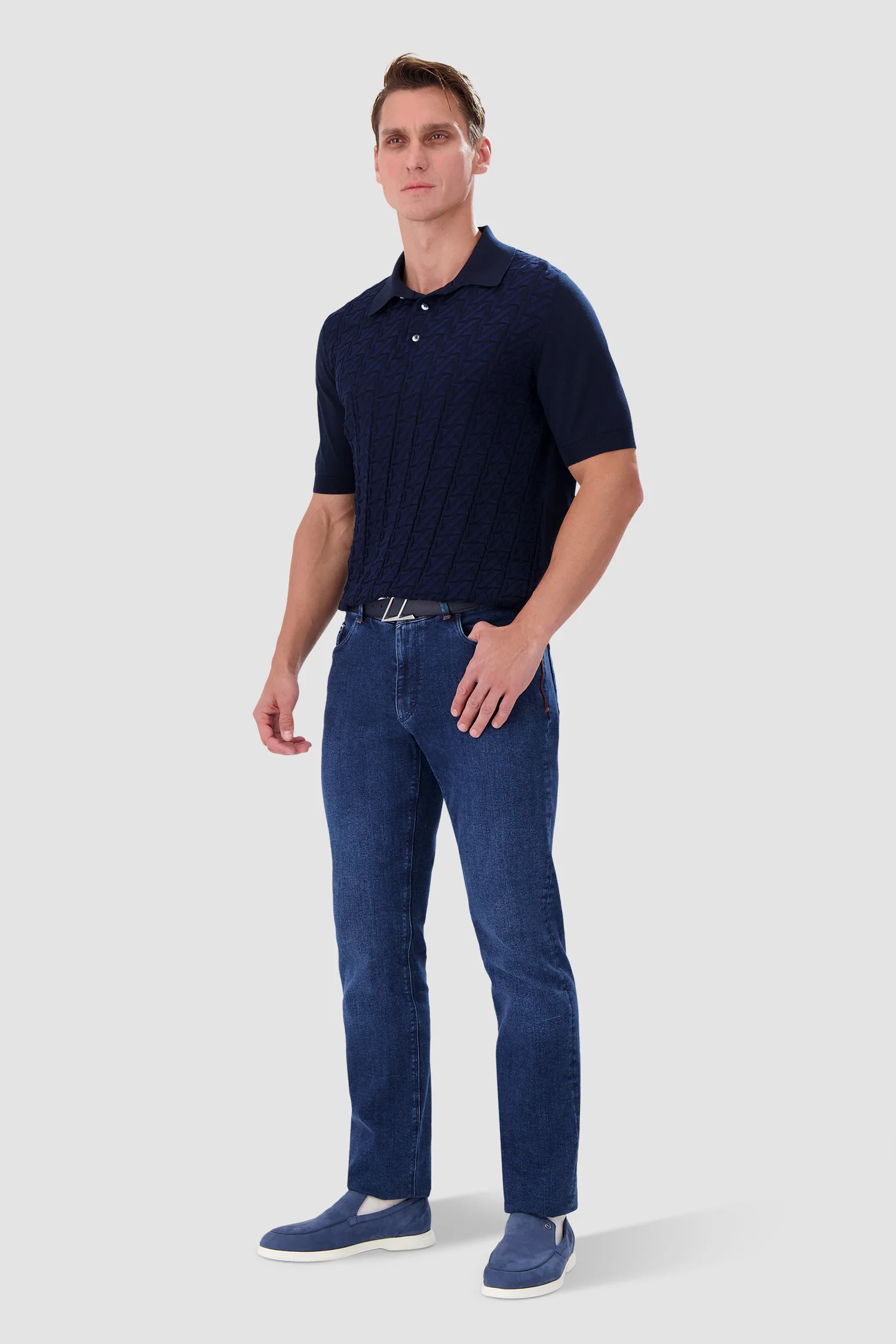 Zilli Navy Button Short Sleeves Polo - Image 4